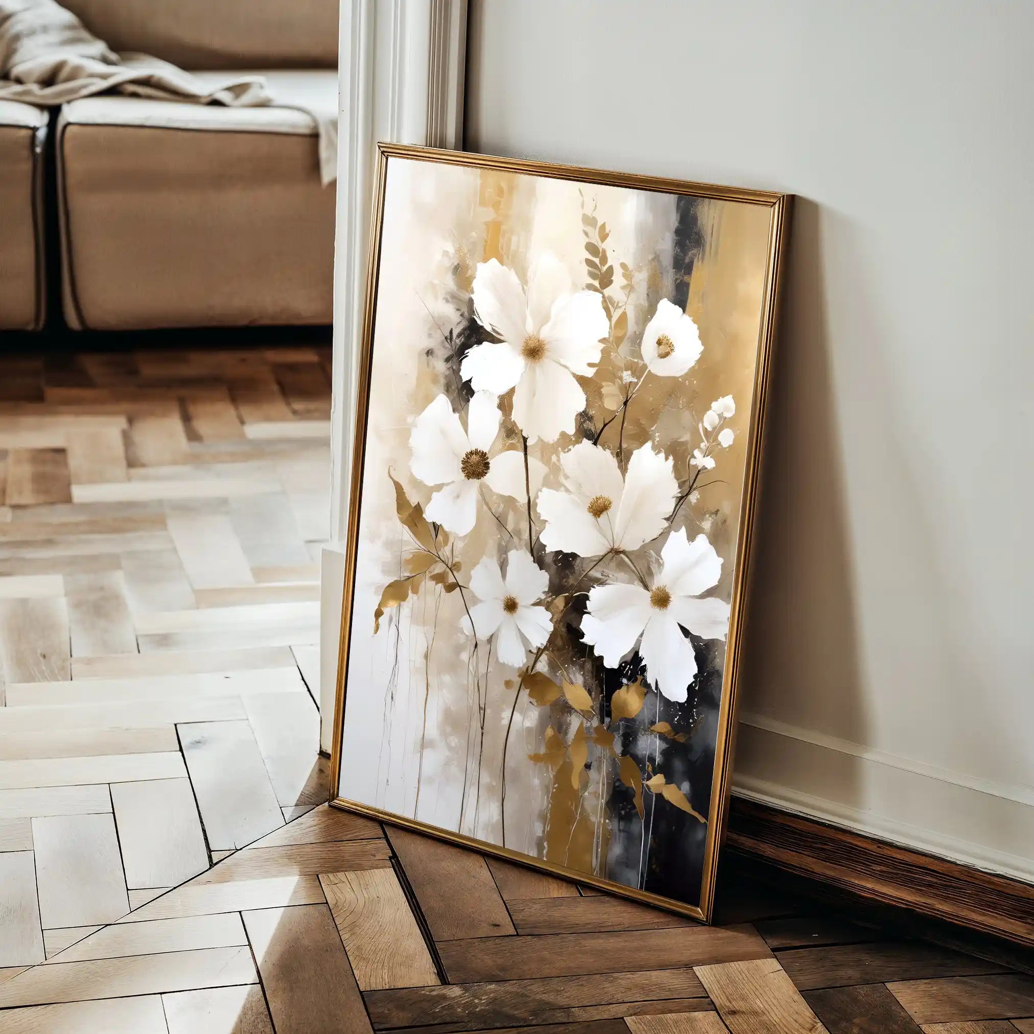 Floral 156 Canvas Art 60 x 40 cm / Black