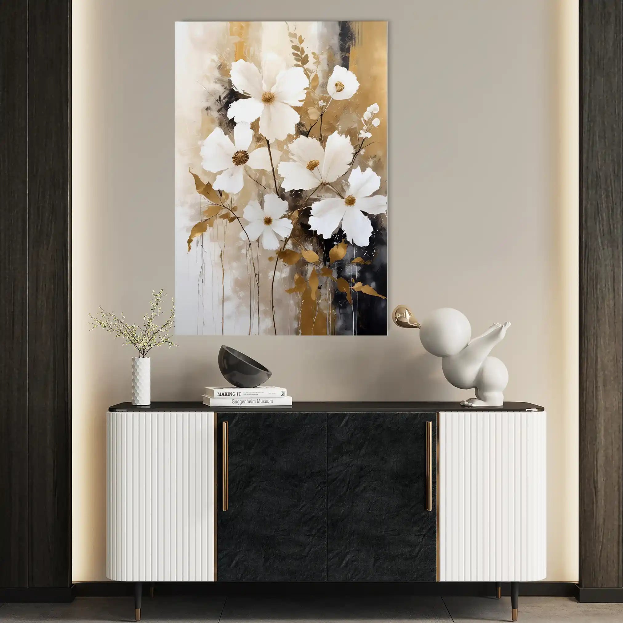 Floral 156 Canvas Art 60 x 40 cm / Black