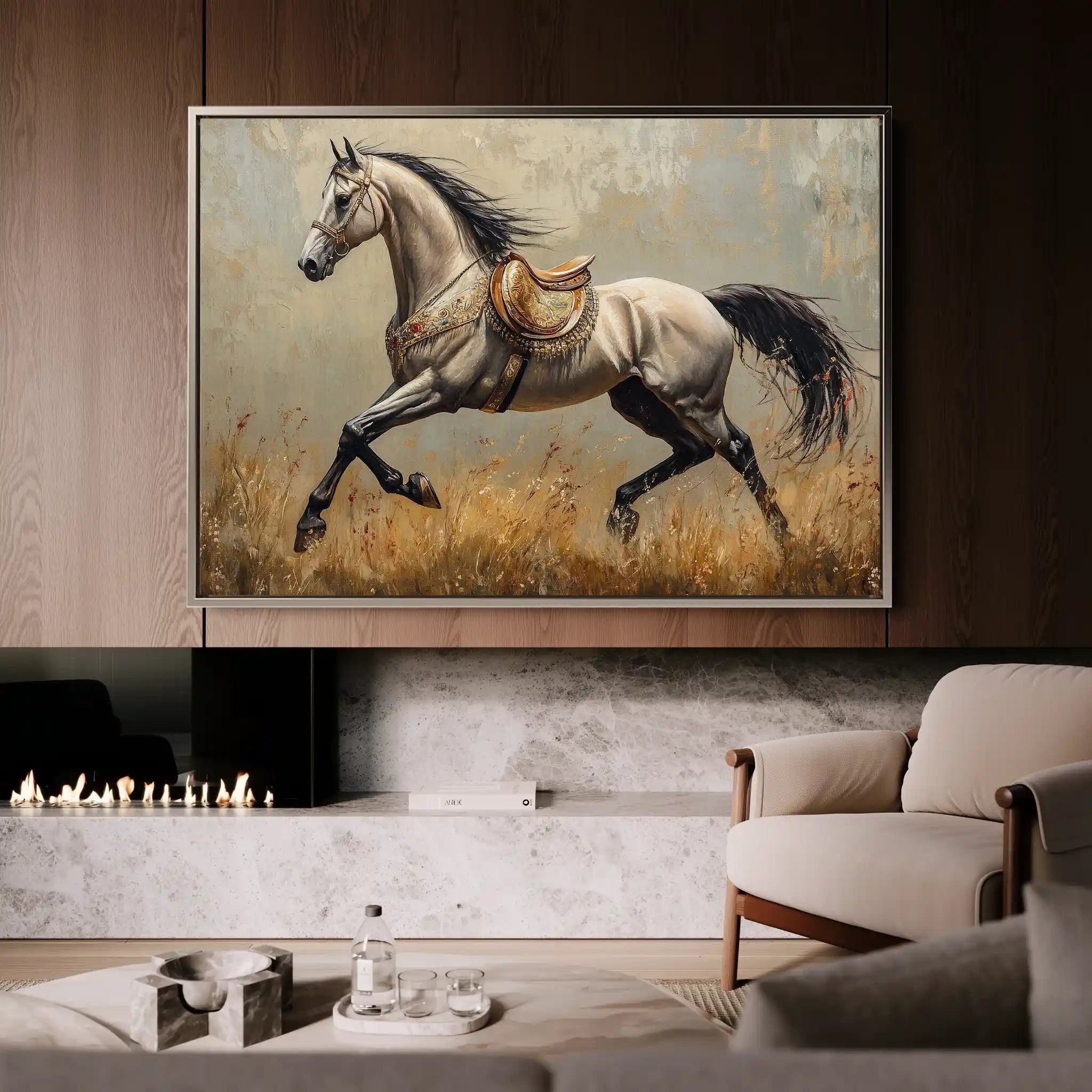 Horses 156 Canvas Art 60 x 40 cm / Black