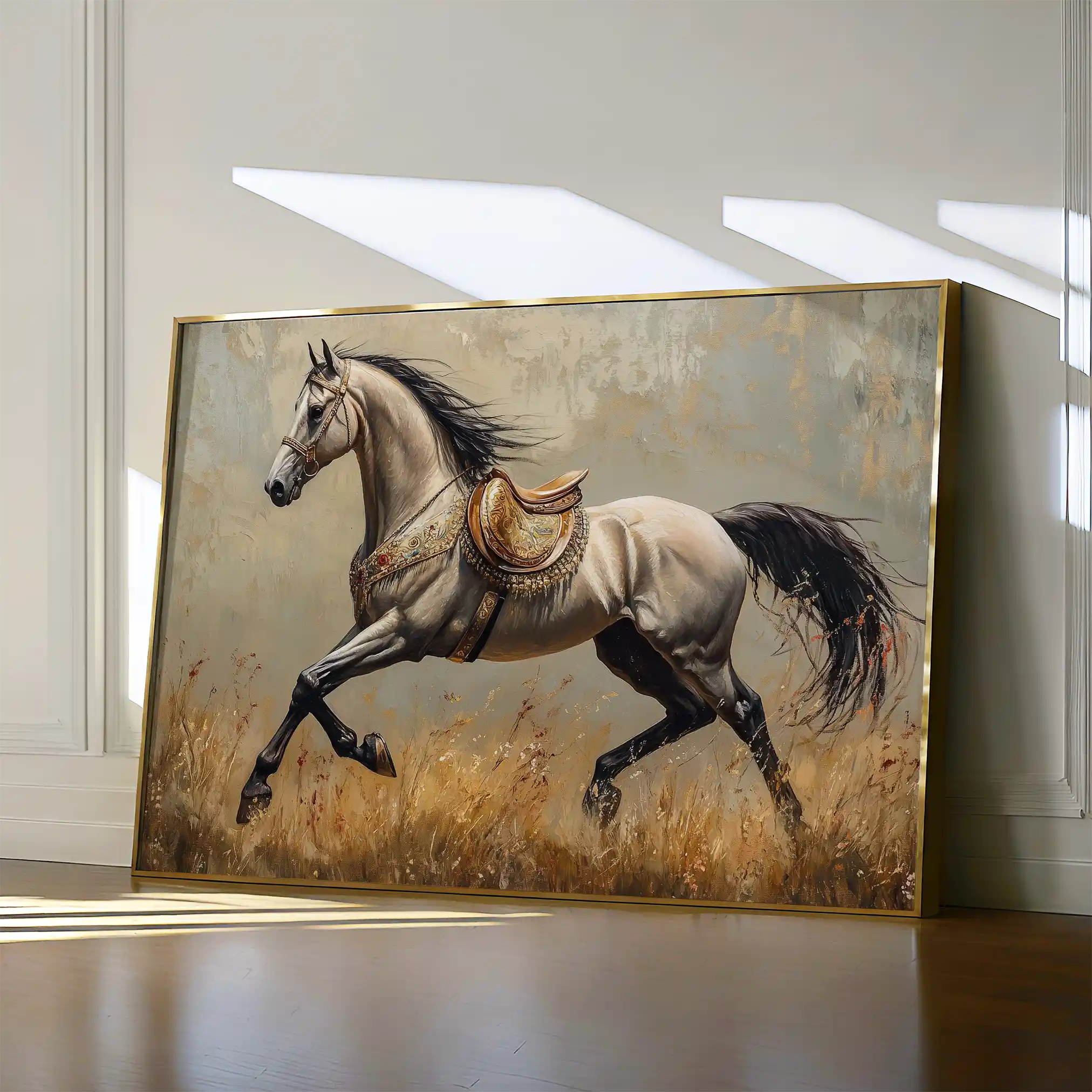 Horses 156 Canvas Art 60 x 40 cm / Black