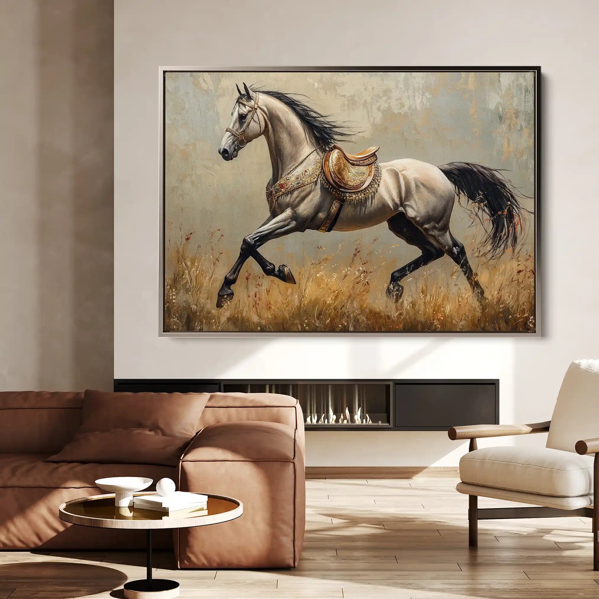 Horses 156 Canvas Art 60 x 40 cm / Black