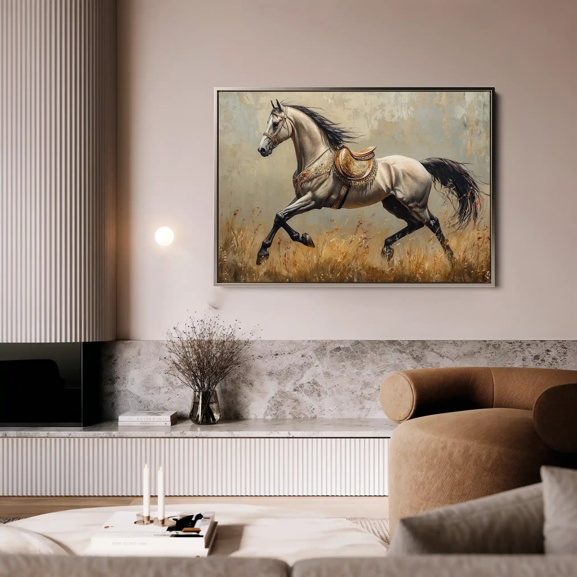 Horses 156 Canvas Art 60 x 40 cm / Black