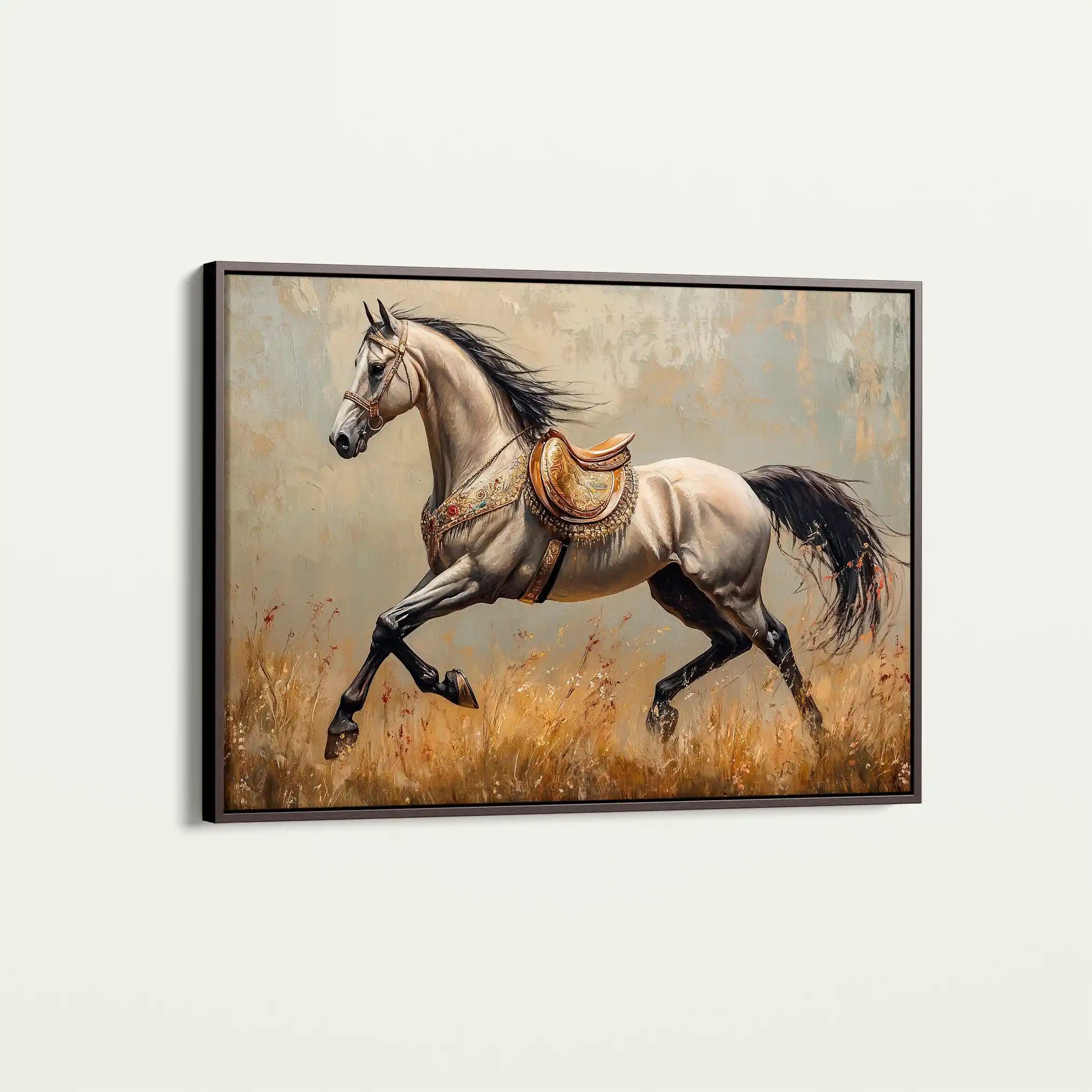 Horses 156 Canvas Art 60 x 40 cm / Black