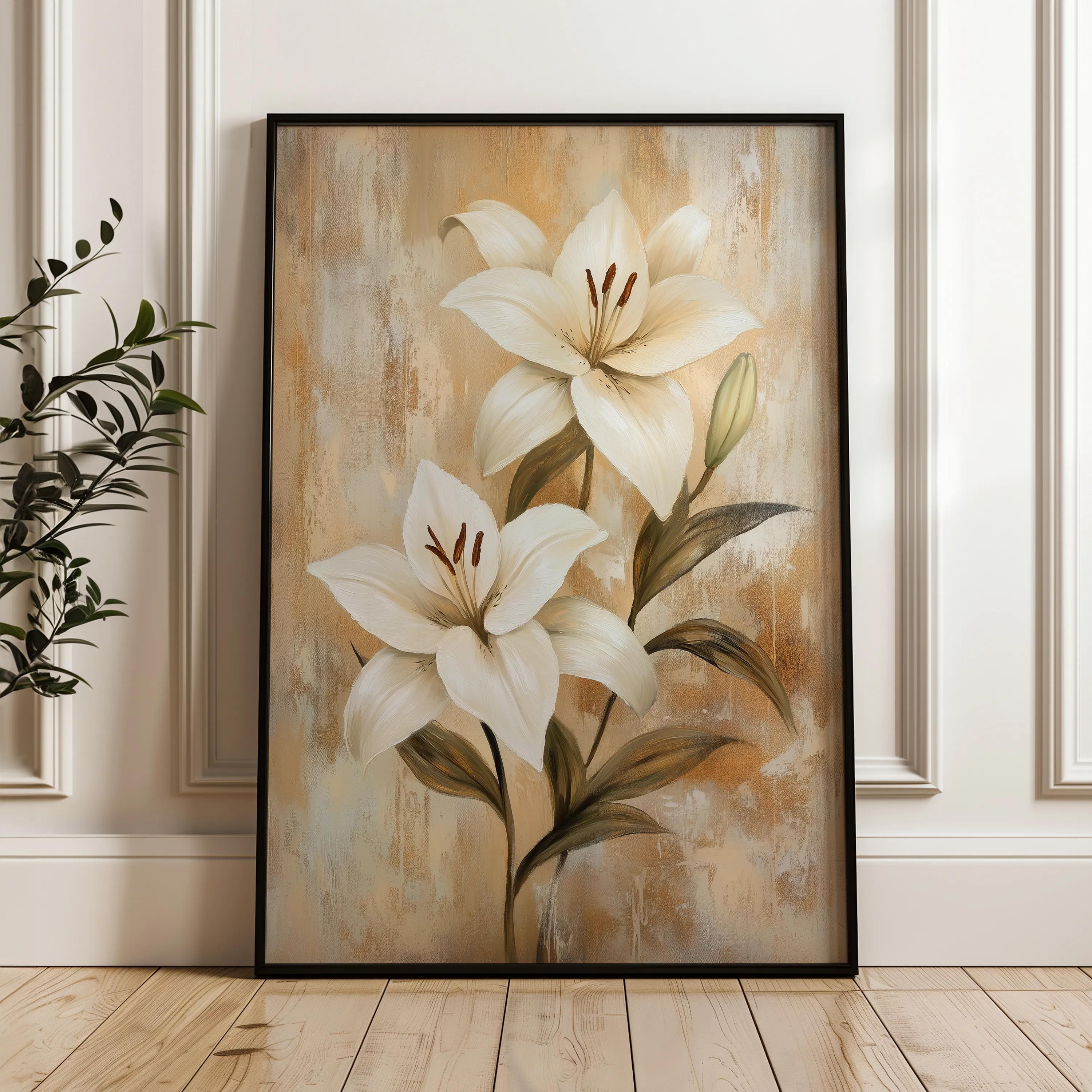 Floral 1560 Canvas Art 18" x 24" / 45 x 60 cm / Black