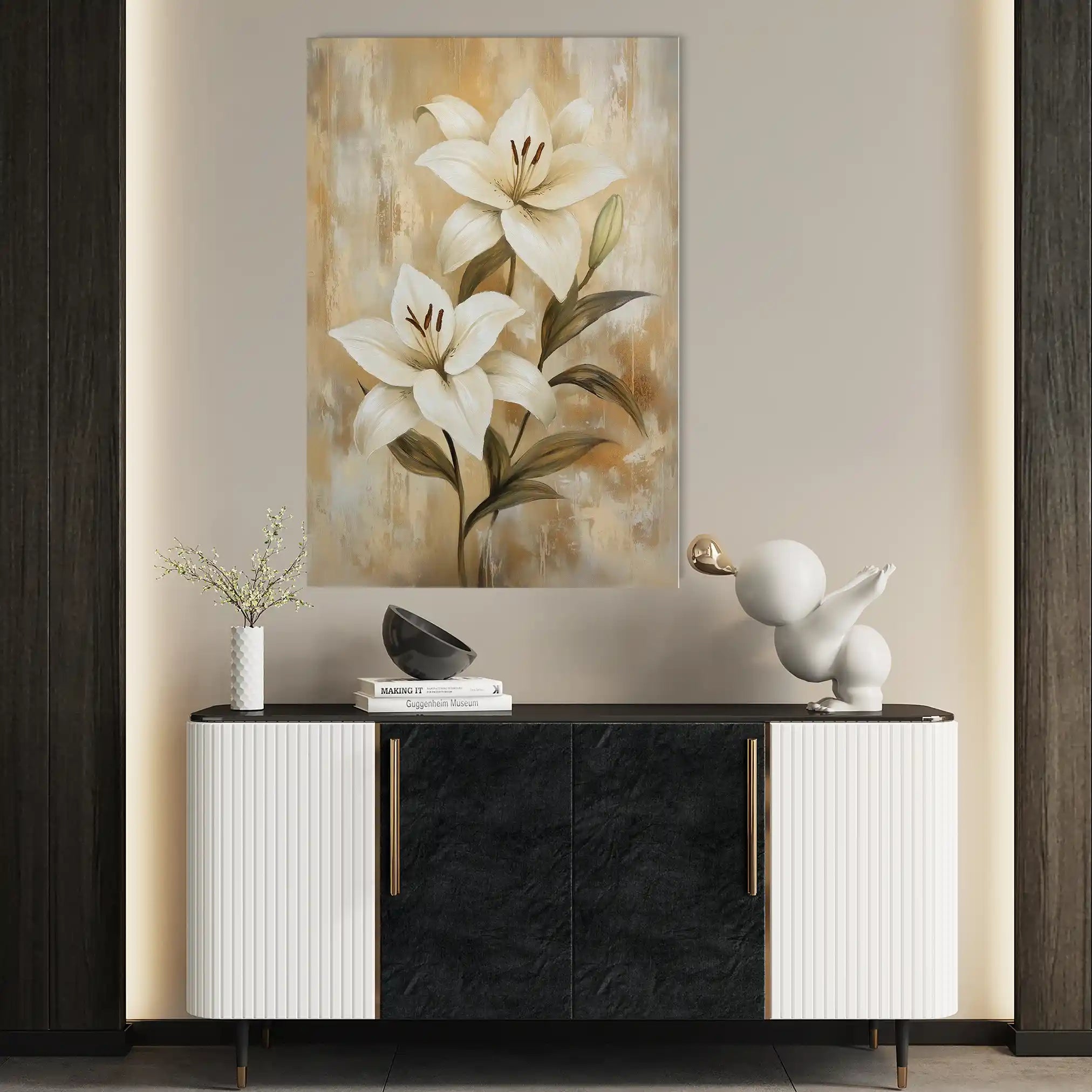 Floral 1560 Canvas Art 60 x 40 cm / Black