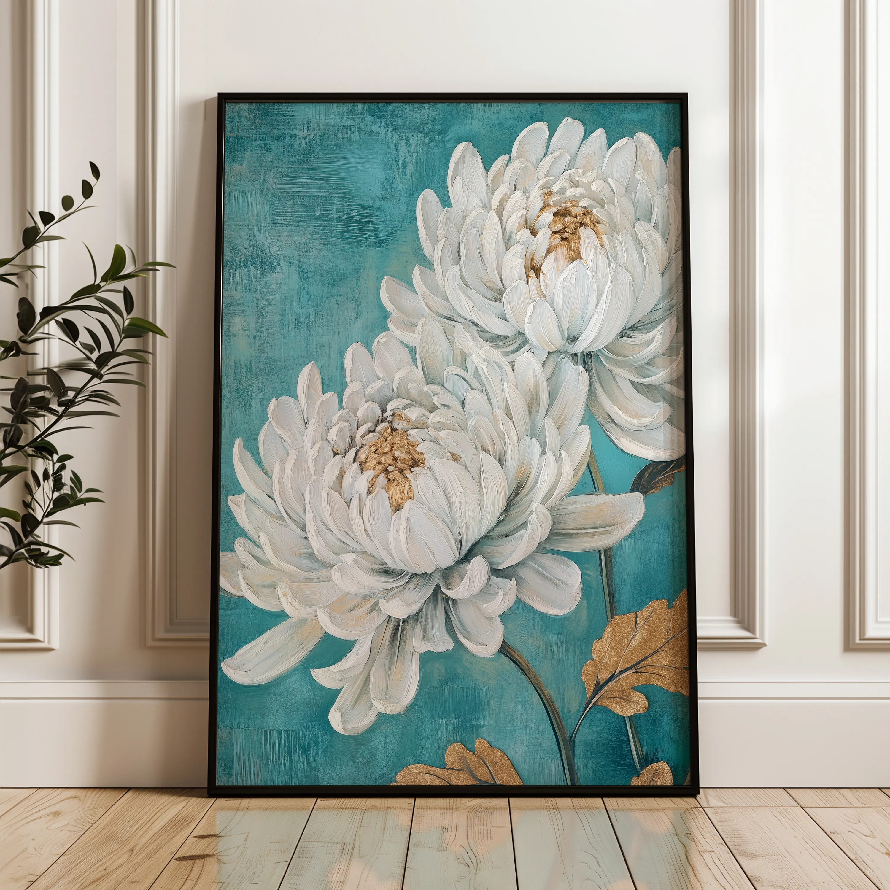 Floral 1561 Canvas Art 18" x 24" / 45 x 60 cm / Black