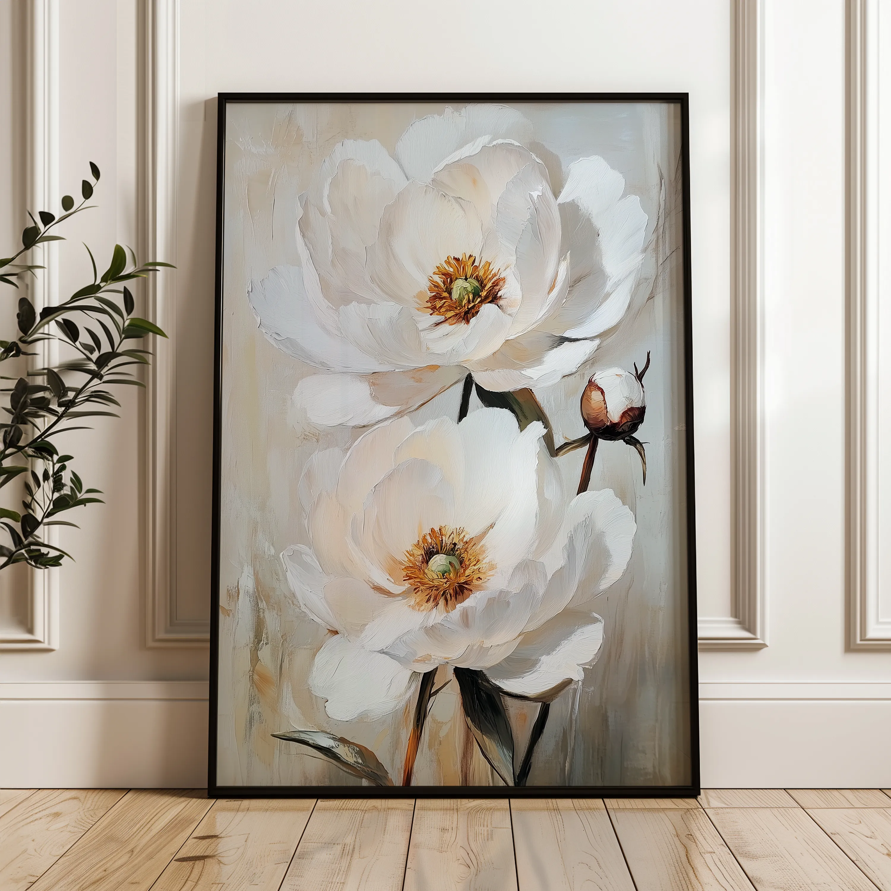 Floral 1562 Canvas Art 18" x 24" / 45 x 60 cm / Black