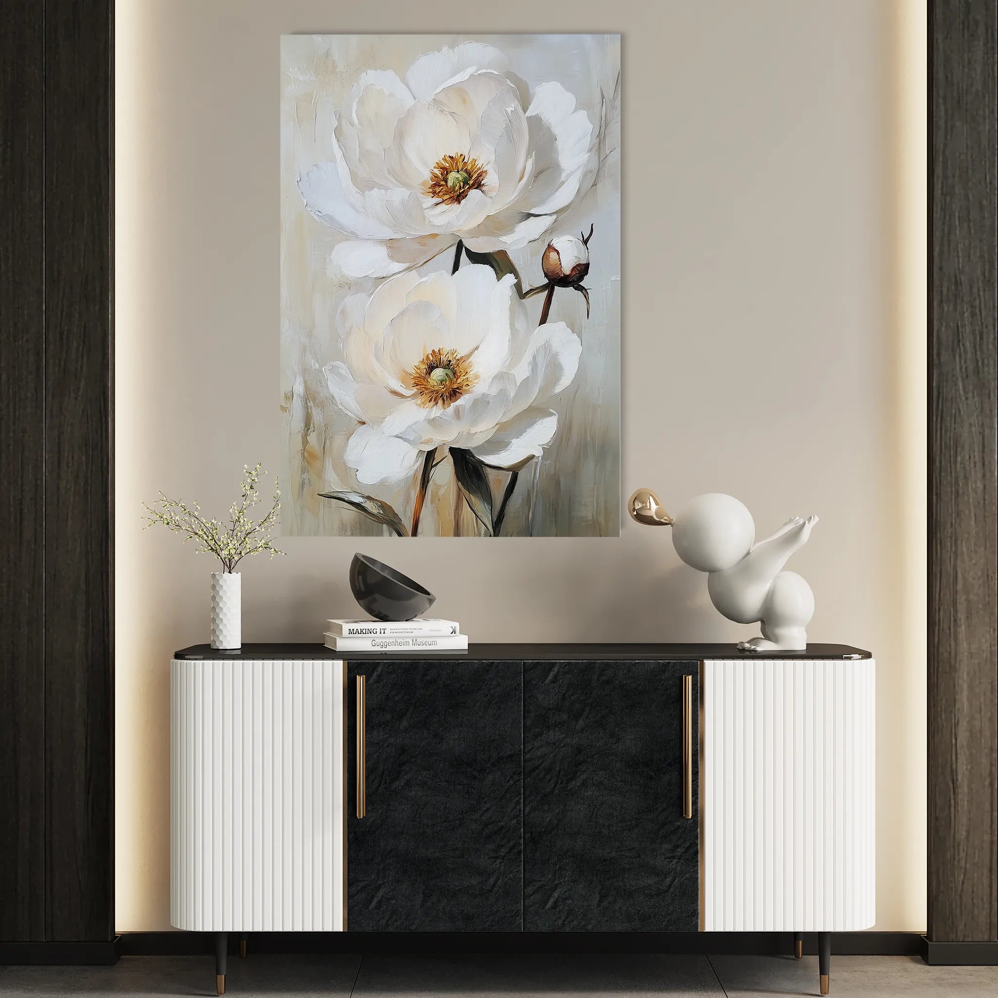 Floral 1562 Canvas Art 18" x 24" / 45 x 60 cm / Black