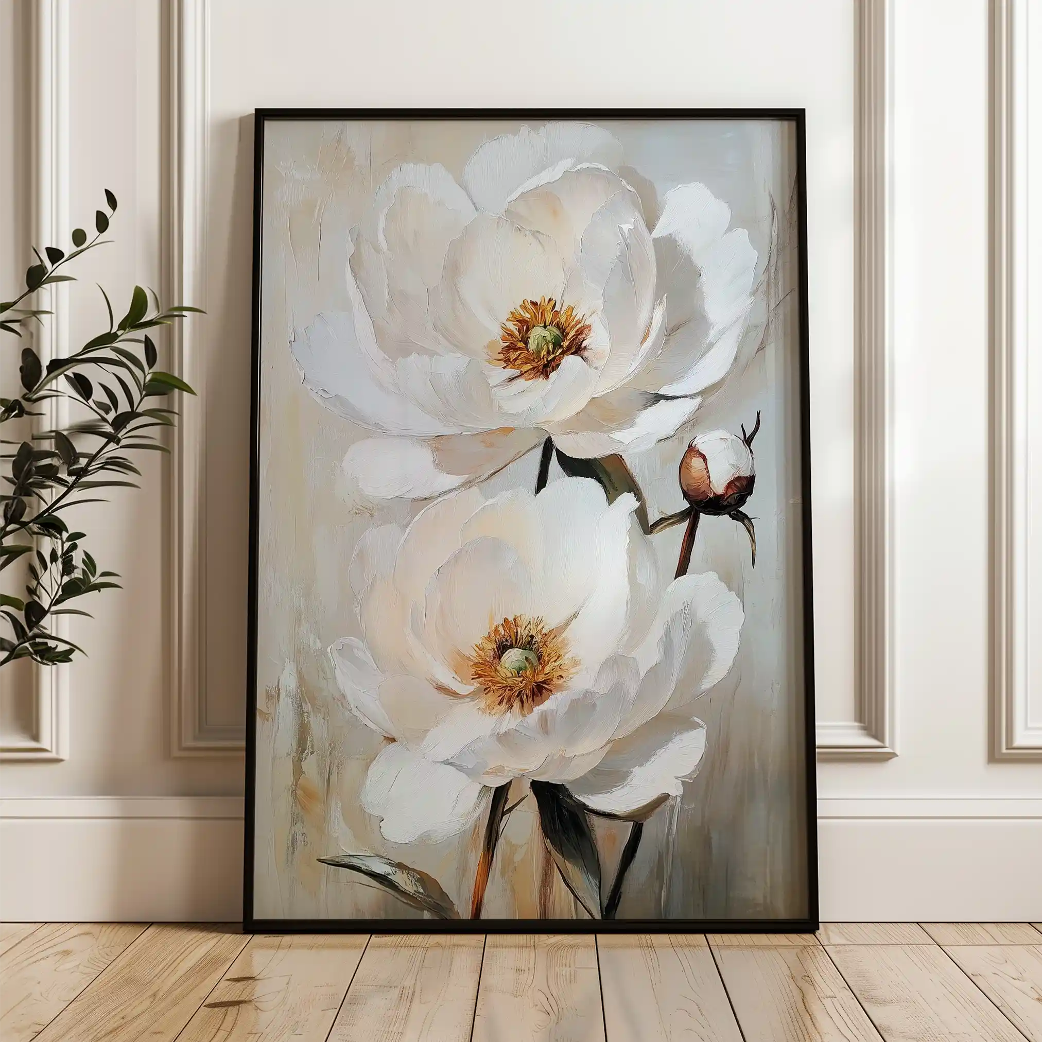 Floral 1562 Canvas Art 60 x 40 cm / Black