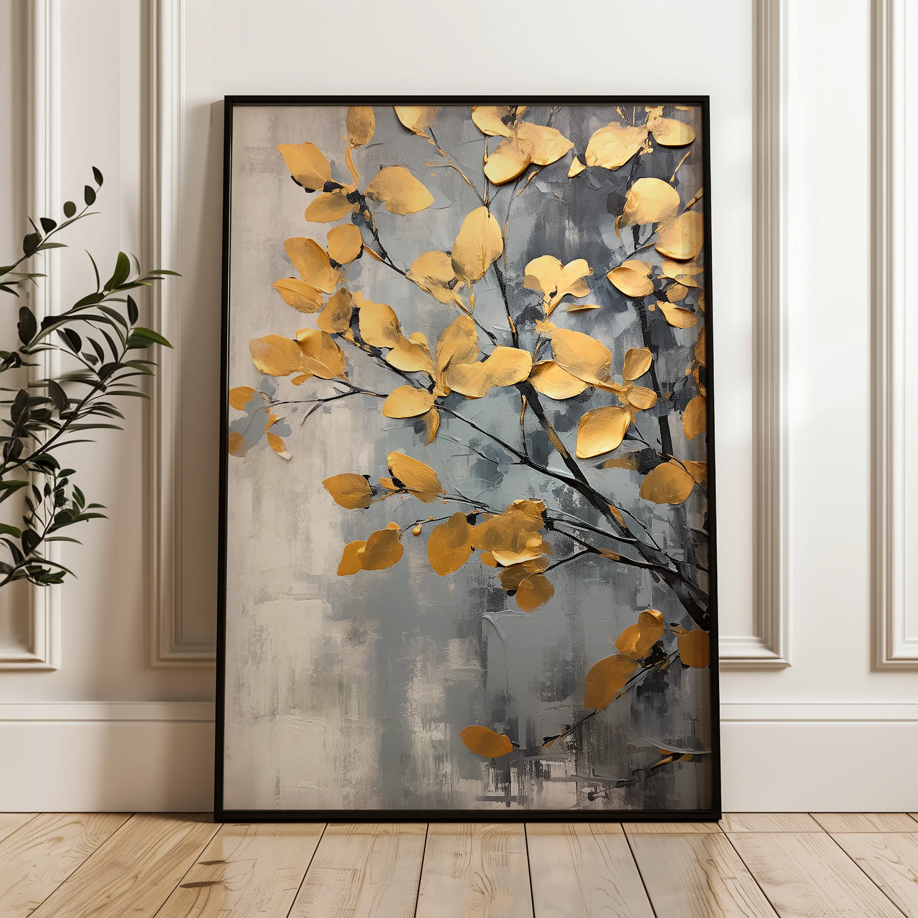 Floral 157 Canvas Art 18" x 24" / 45 x 60 cm / Black
