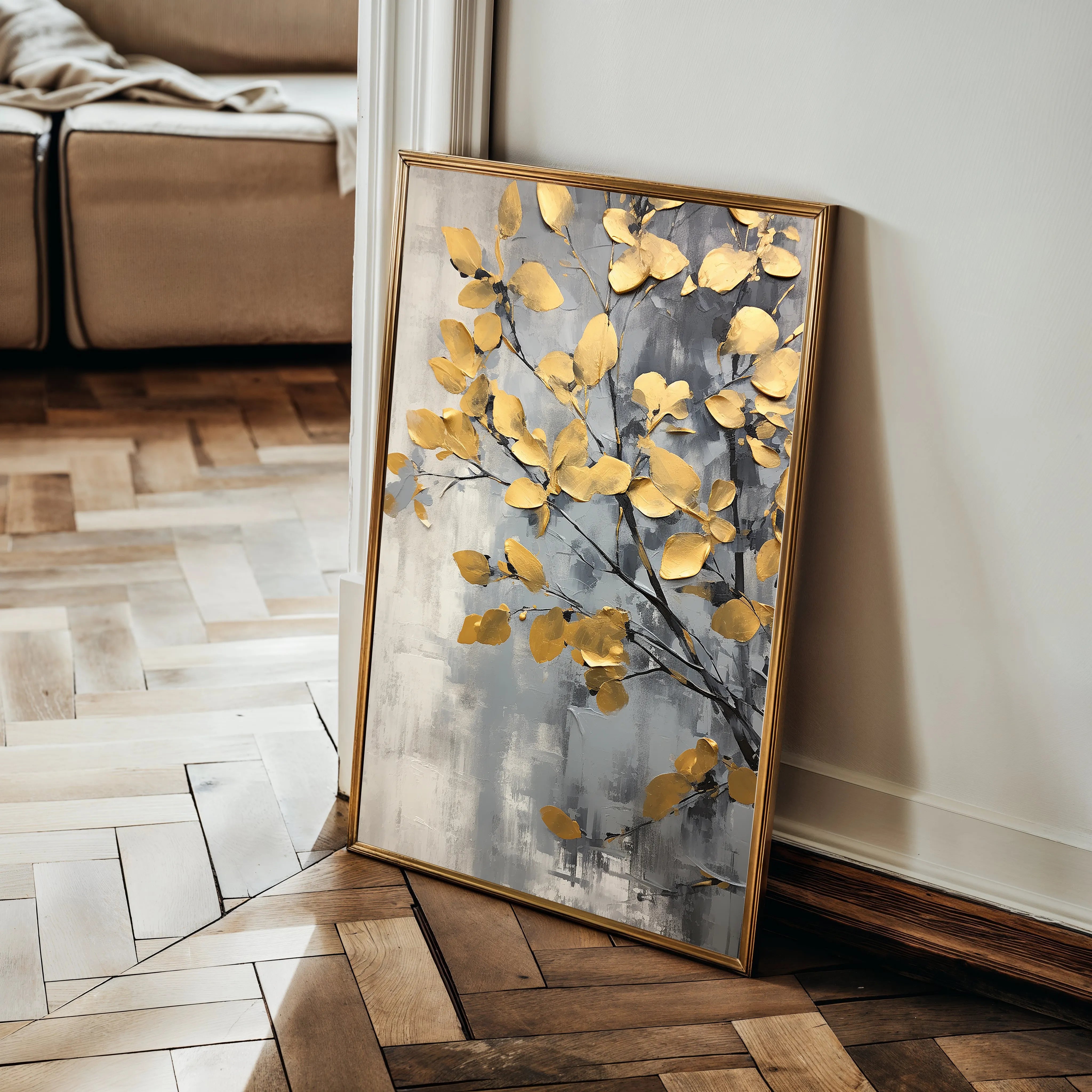 Floral 157 Canvas Art 18" x 24" / 45 x 60 cm / Black