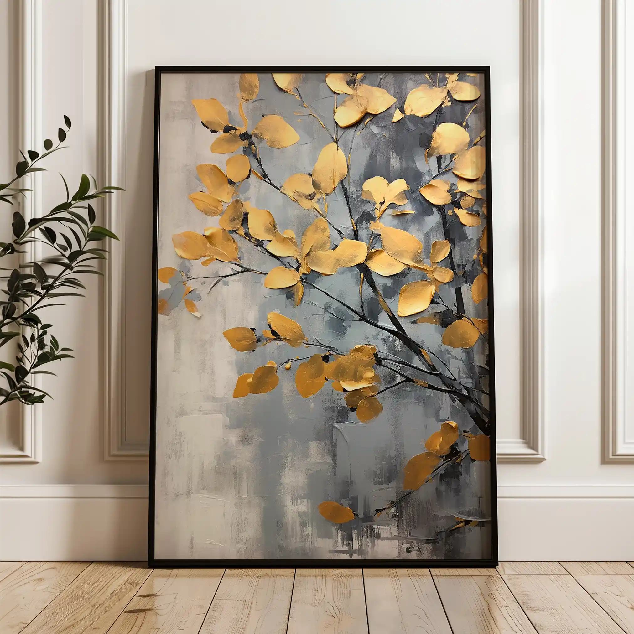 Floral 157 Canvas Art 60 x 40 cm / Black