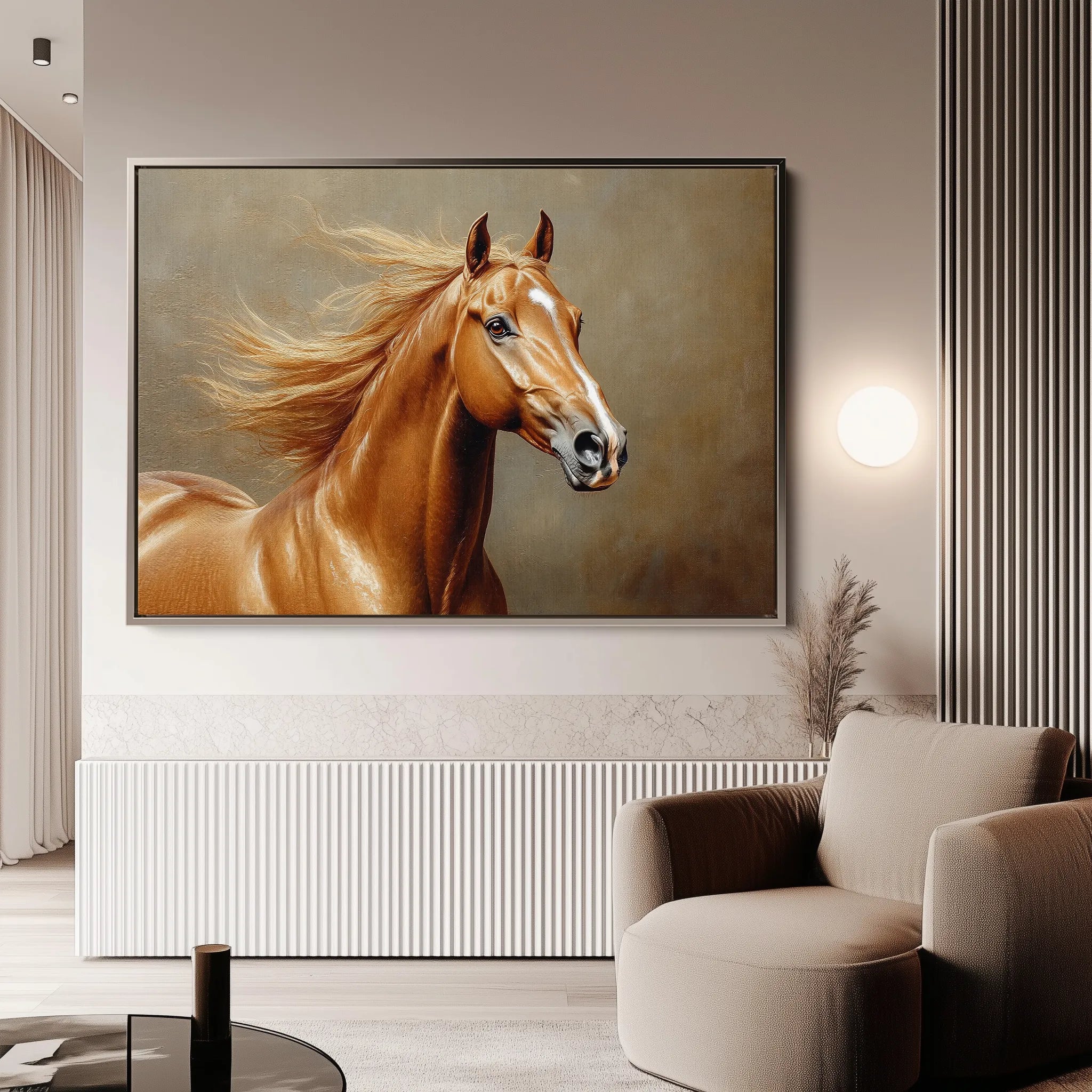 Horses 157 Canvas Art 18" x 24" / 45 x 60 cm / Black