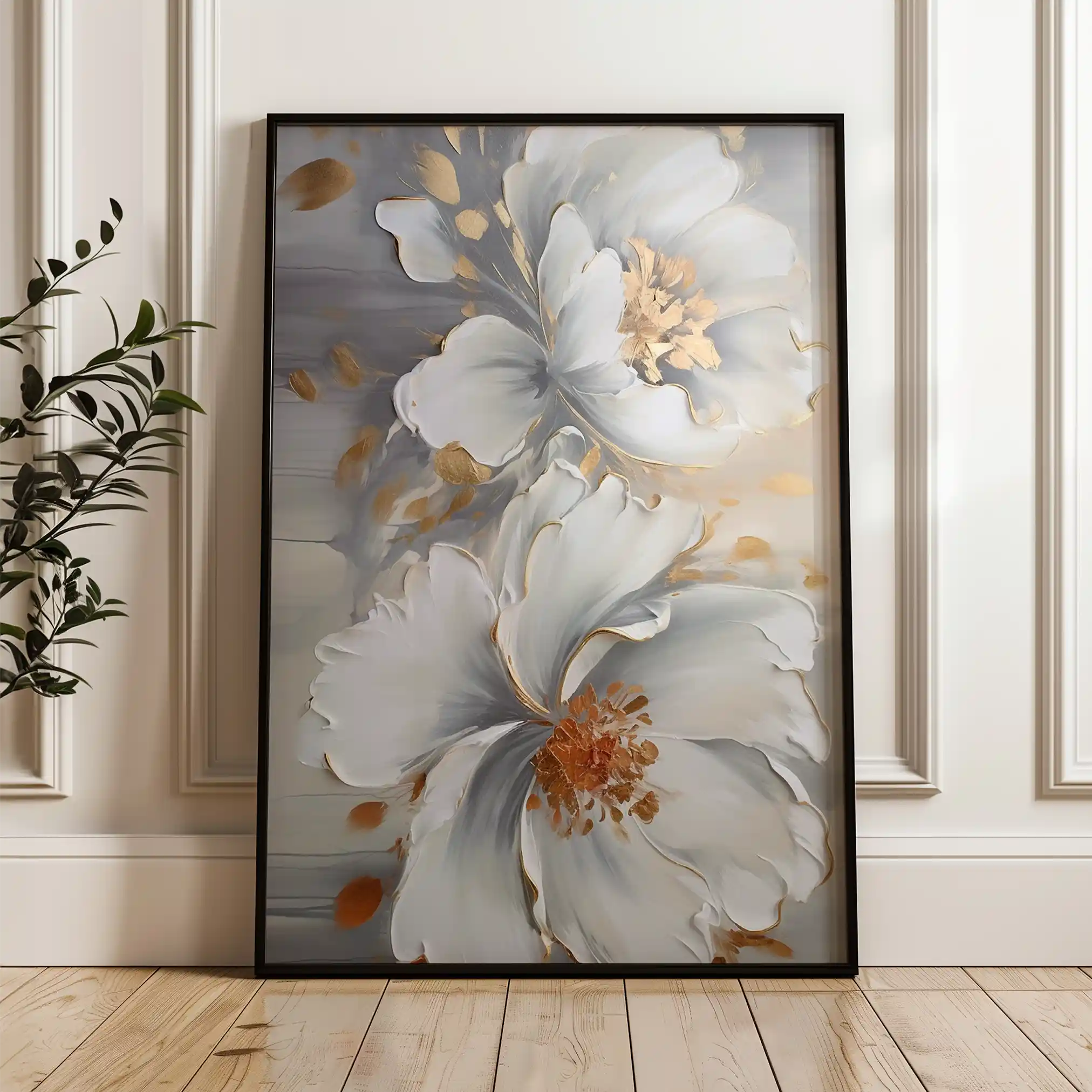 Floral 158 Canvas Art 60 x 40 cm / Black