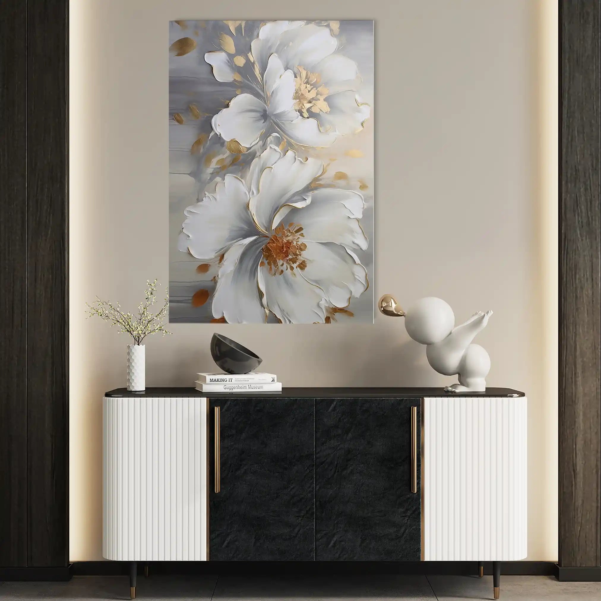 Floral 158 Canvas Art 60 x 40 cm / Black