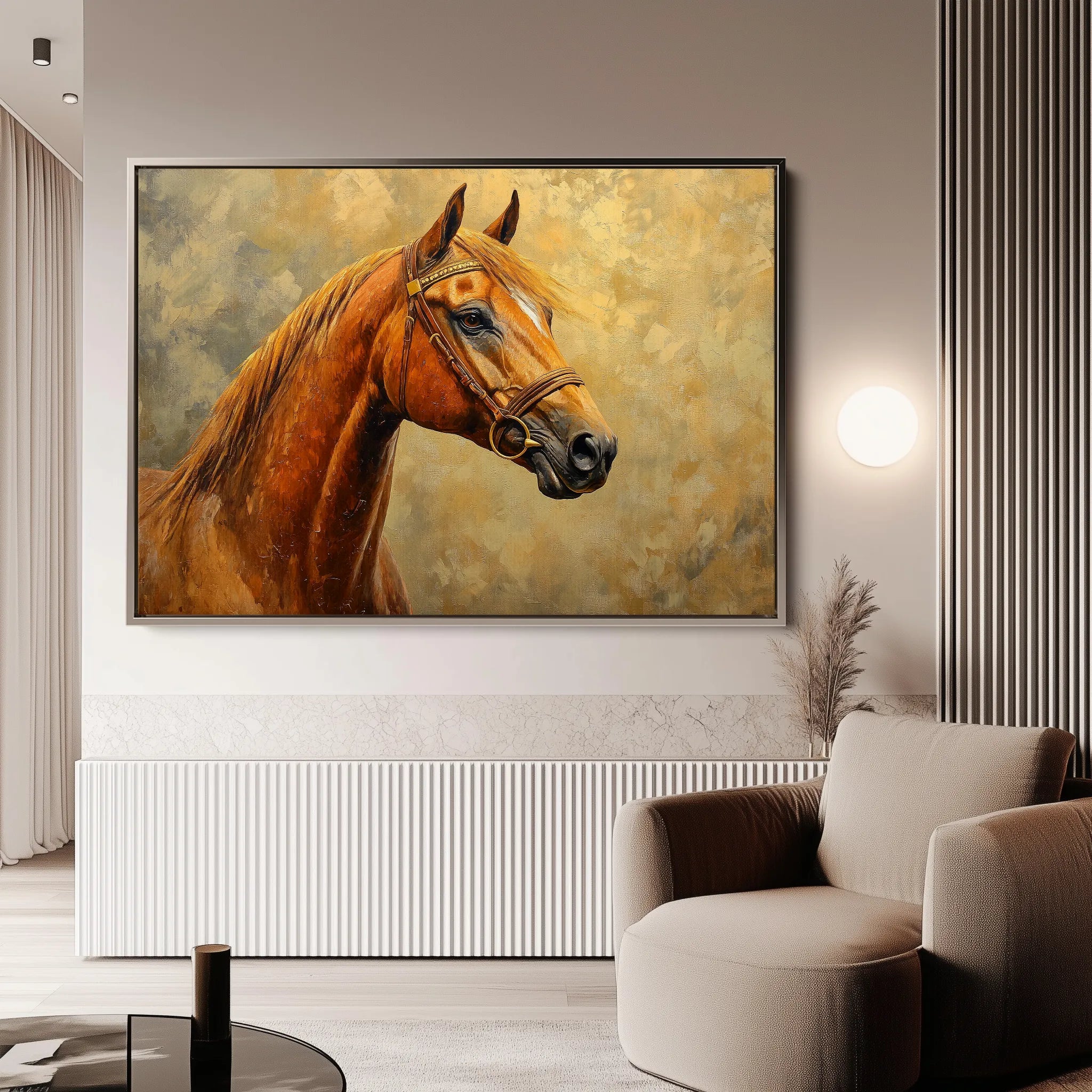 Horses 158 Canvas Art 18" x 24" / 45 x 60 cm / Black