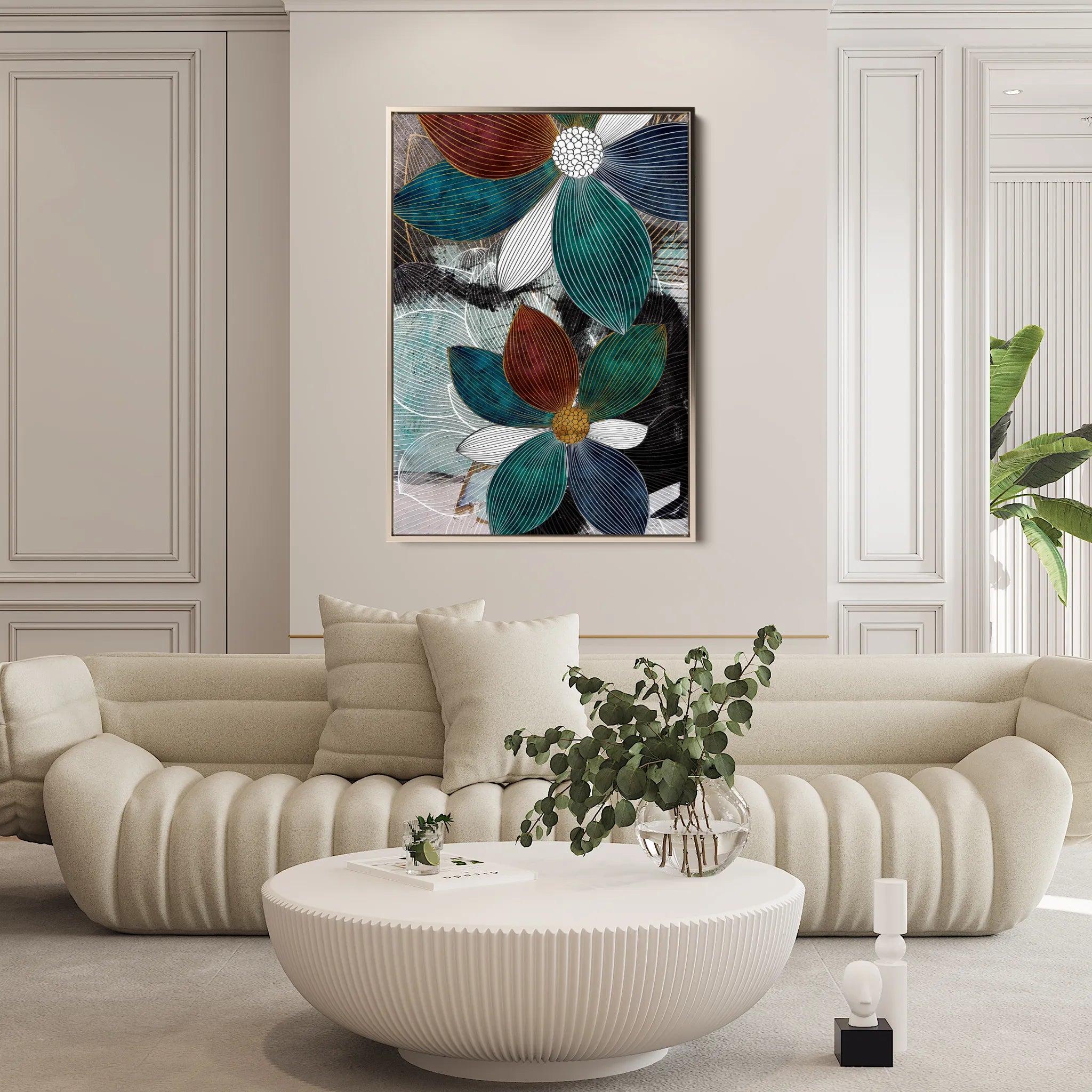 Floral 159 Canvas Art 18" x 24" / 45 x 60 cm / Black