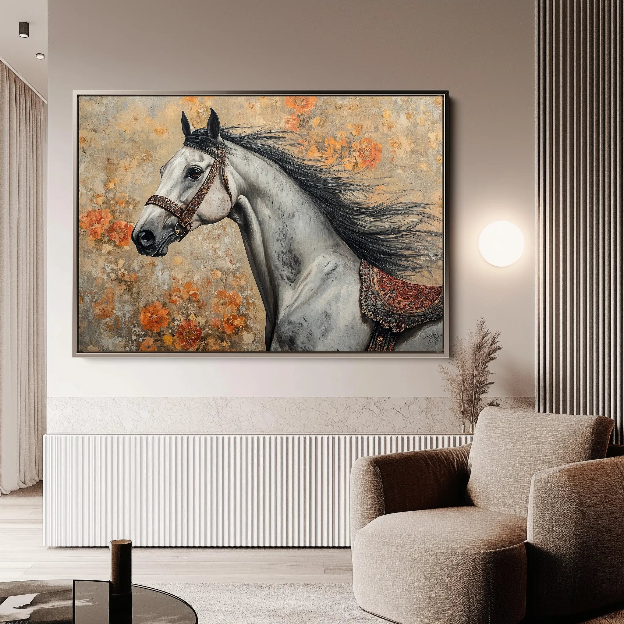 Horses 159 Canvas Art 18" x 24" / 45 x 60 cm / Black