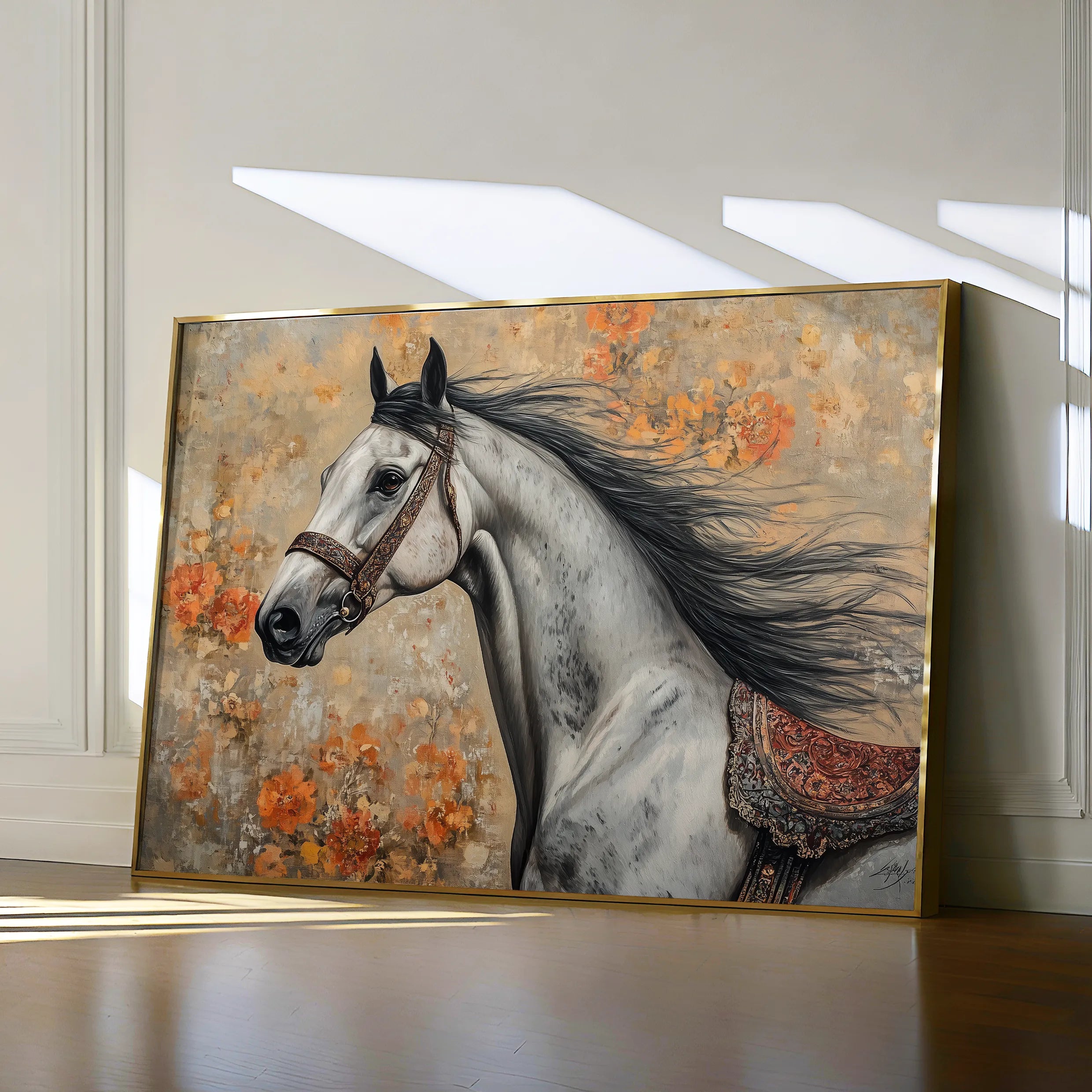 Horses 159 Canvas Art 18" x 24" / 45 x 60 cm / Black