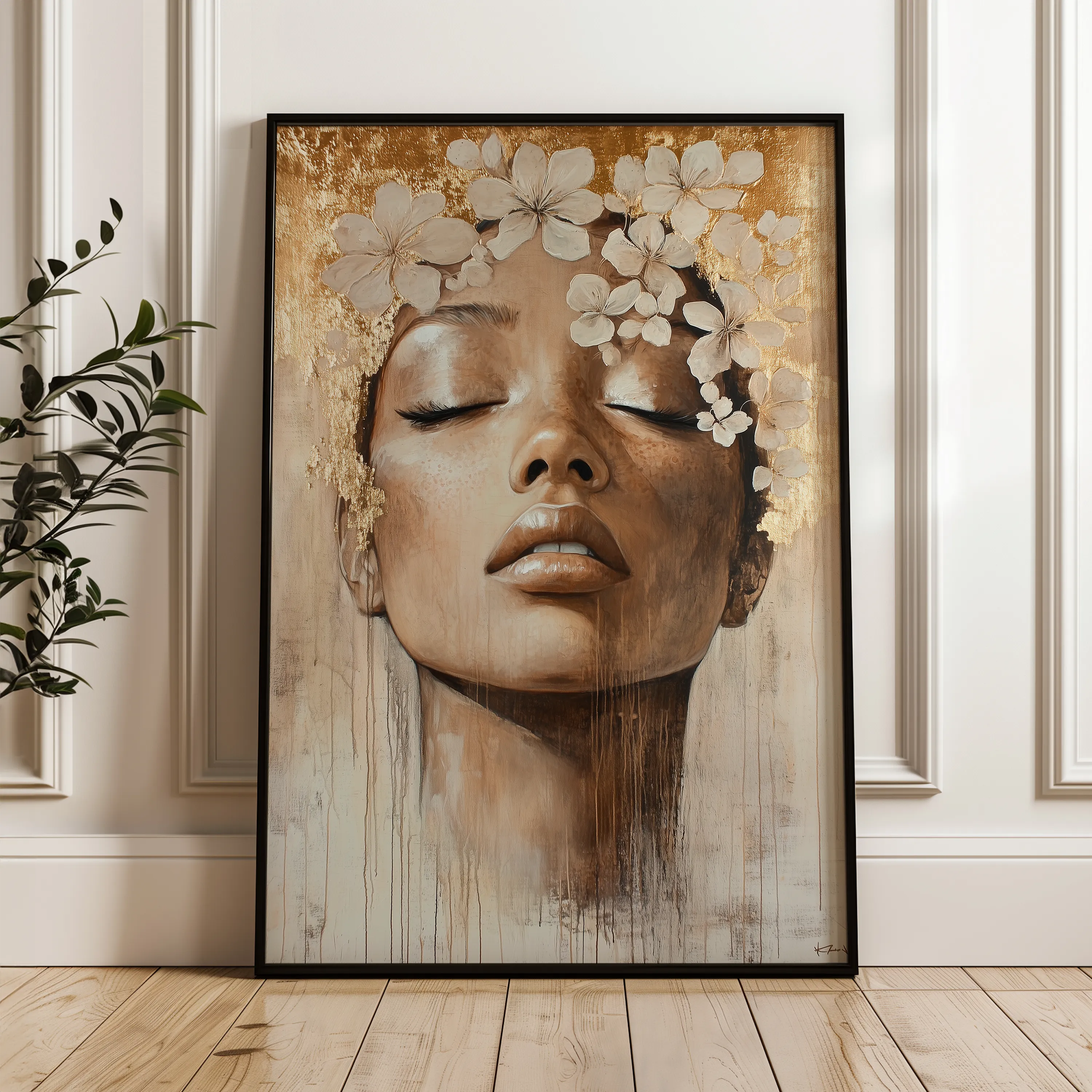 Portrait 159 Canvas Art 18" x 24" / 45 x 60 cm / Black