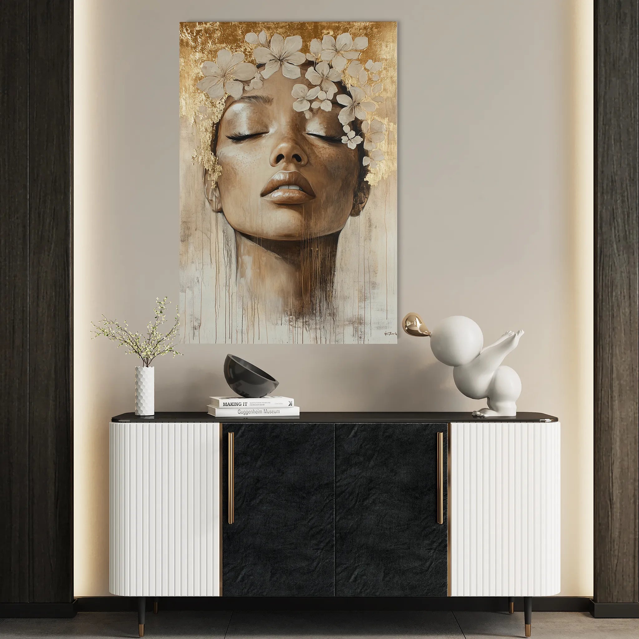Portrait 159 Canvas Art 18" x 24" / 45 x 60 cm / Black