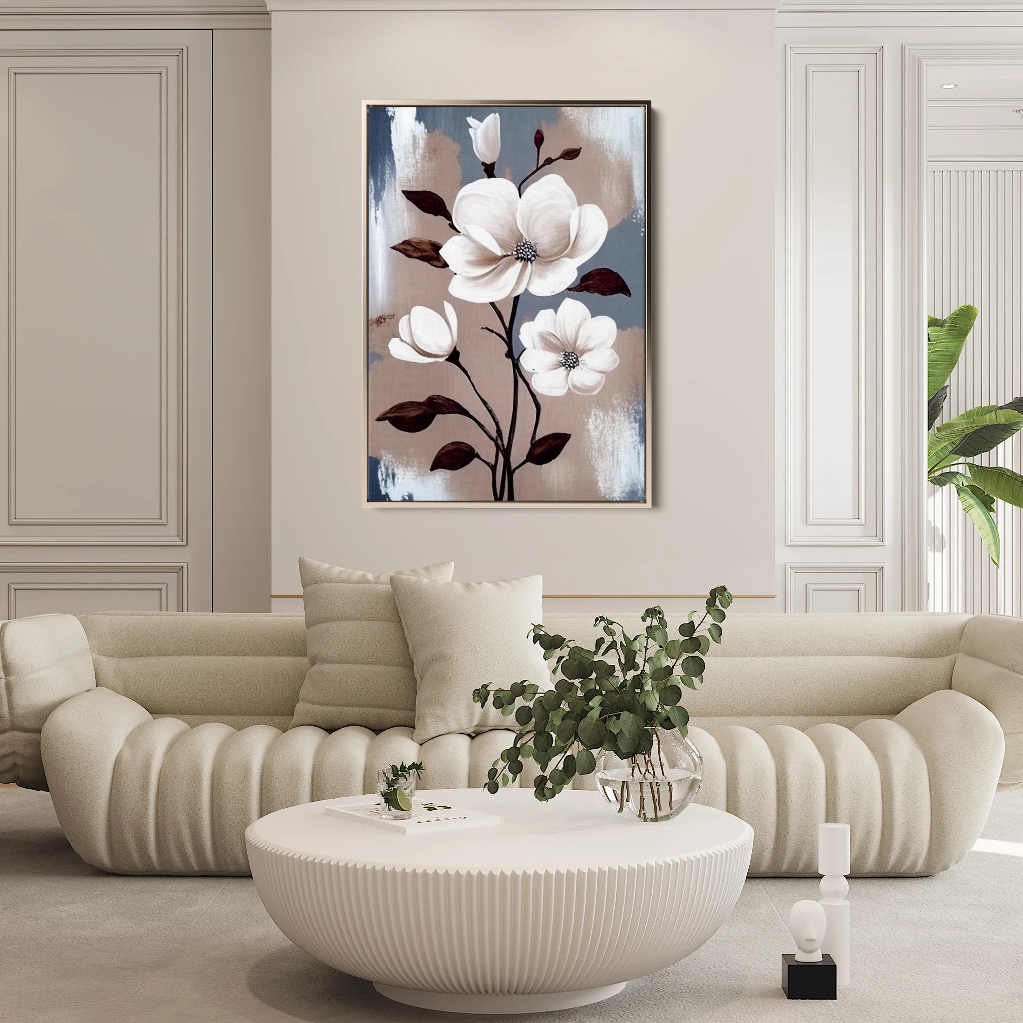 Floral 160 Canvas Art 18" x 24" / 45 x 60 cm / Black