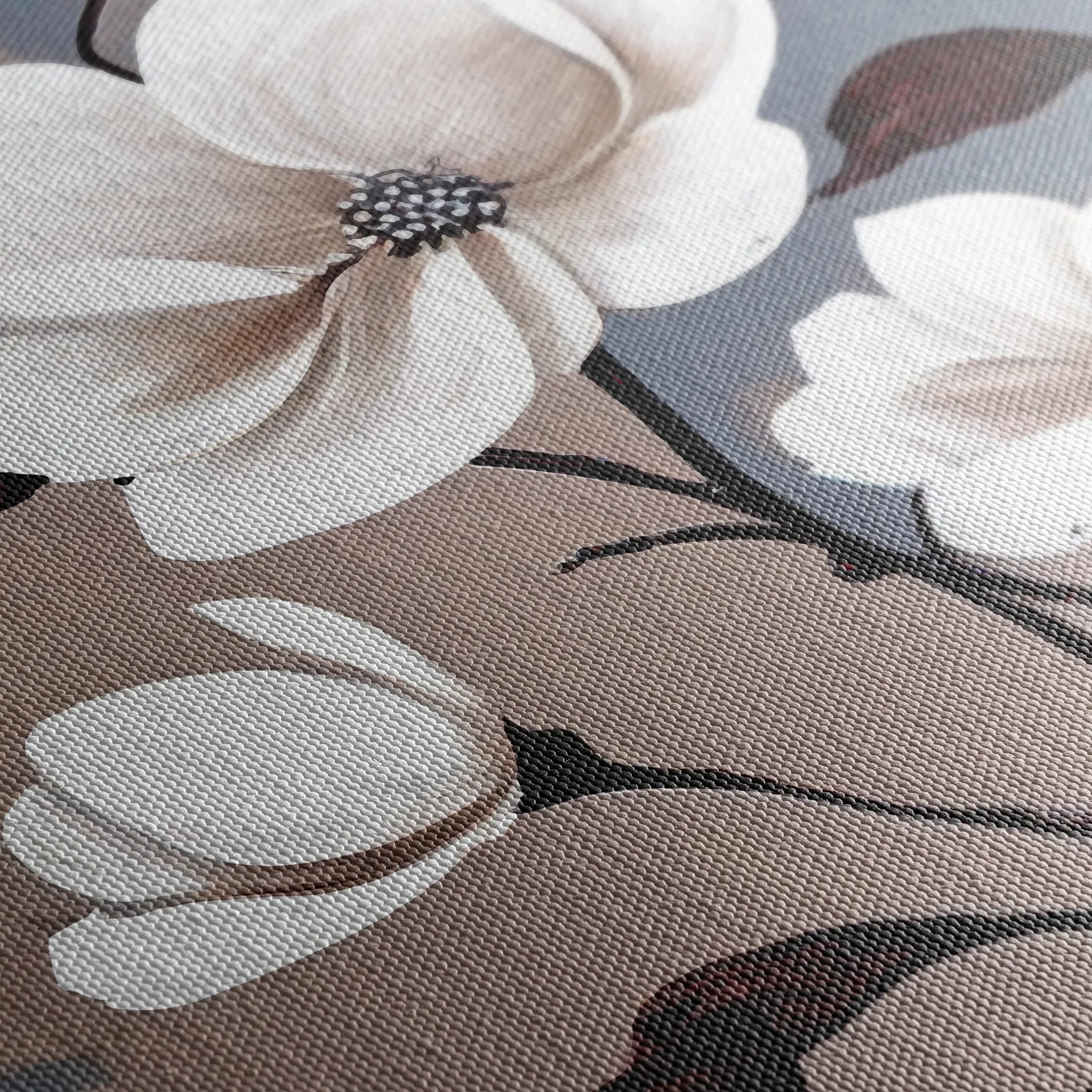 Floral 160 Canvas Art 18" x 24" / 45 x 60 cm / Black