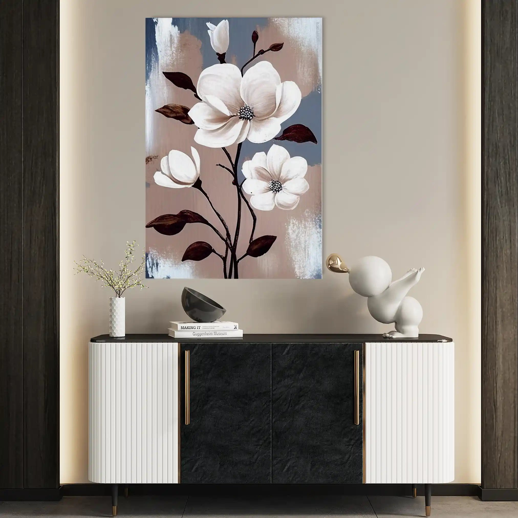 Floral 160 Canvas Art 60 x 40 cm / Black