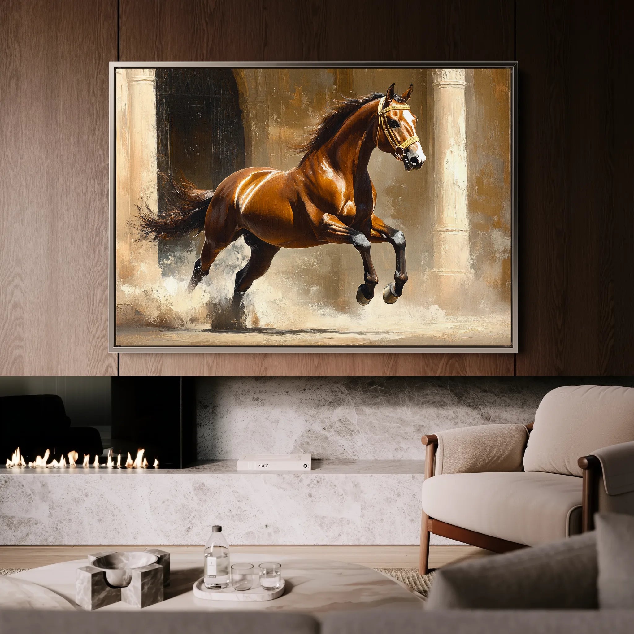Horses 160 Canvas Art 18" x 24" / 45 x 60 cm / Black