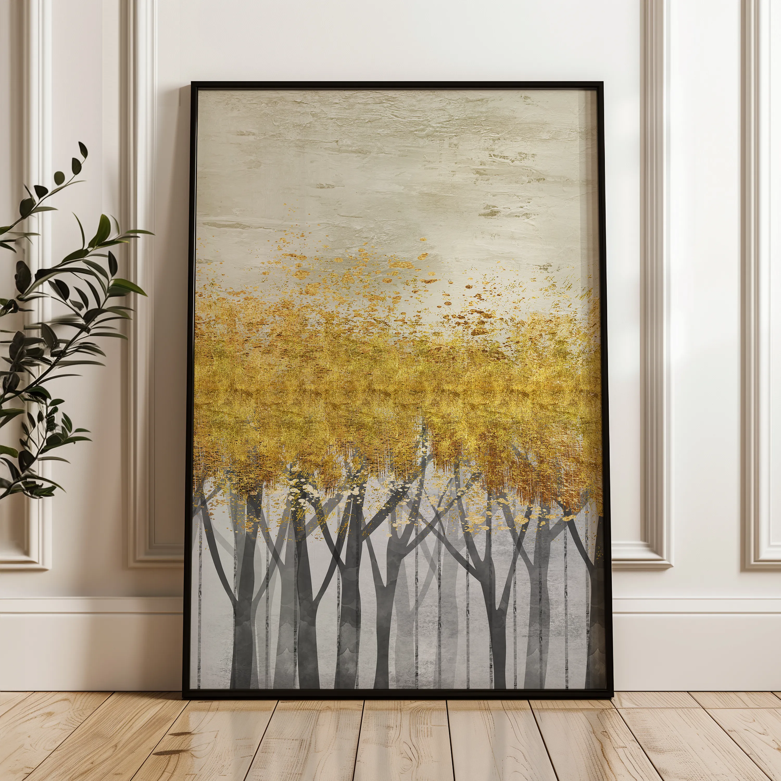 Floral 161 Canvas Art 18" x 24" / 45 x 60 cm / Black