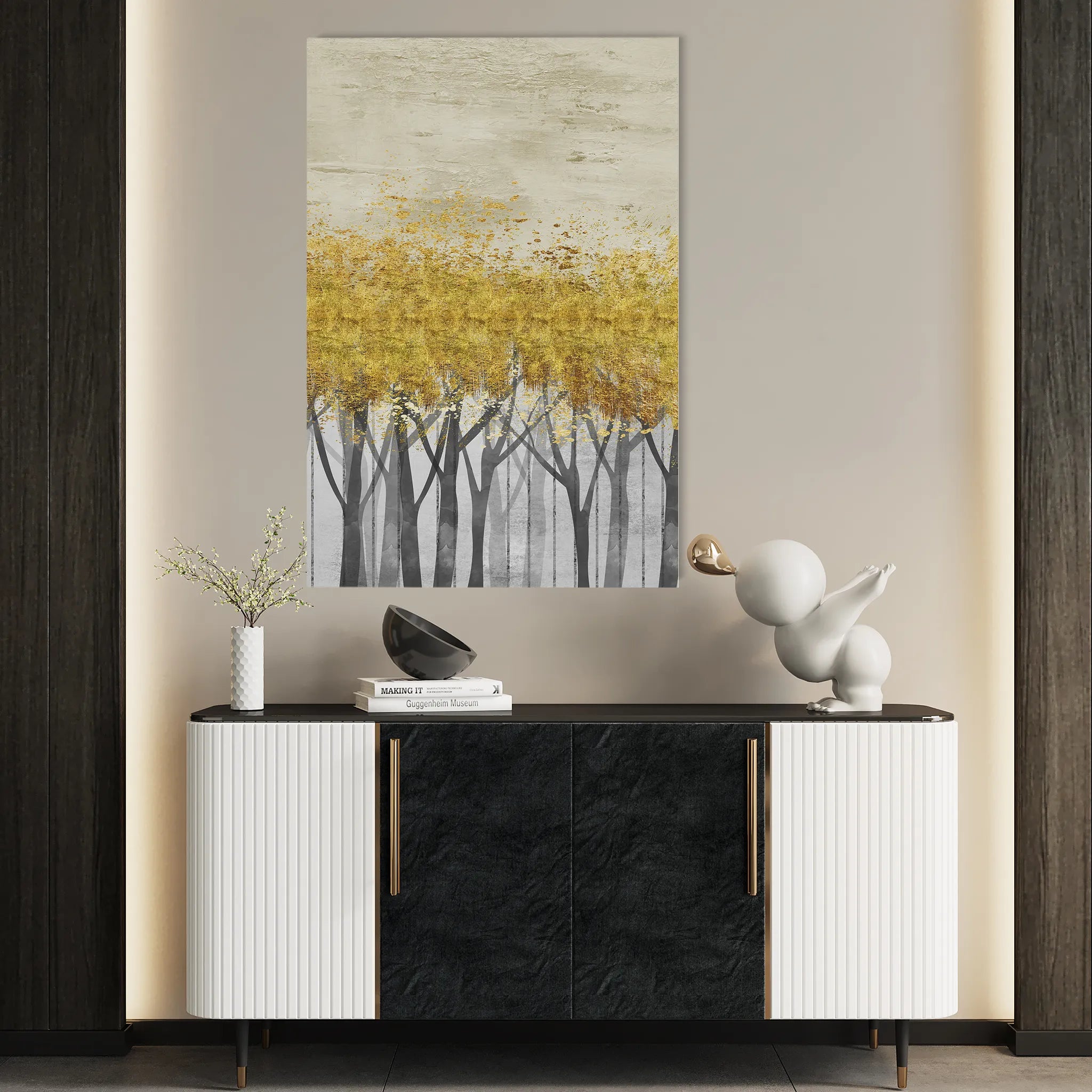 Floral 161 Canvas Art 18" x 24" / 45 x 60 cm / Black