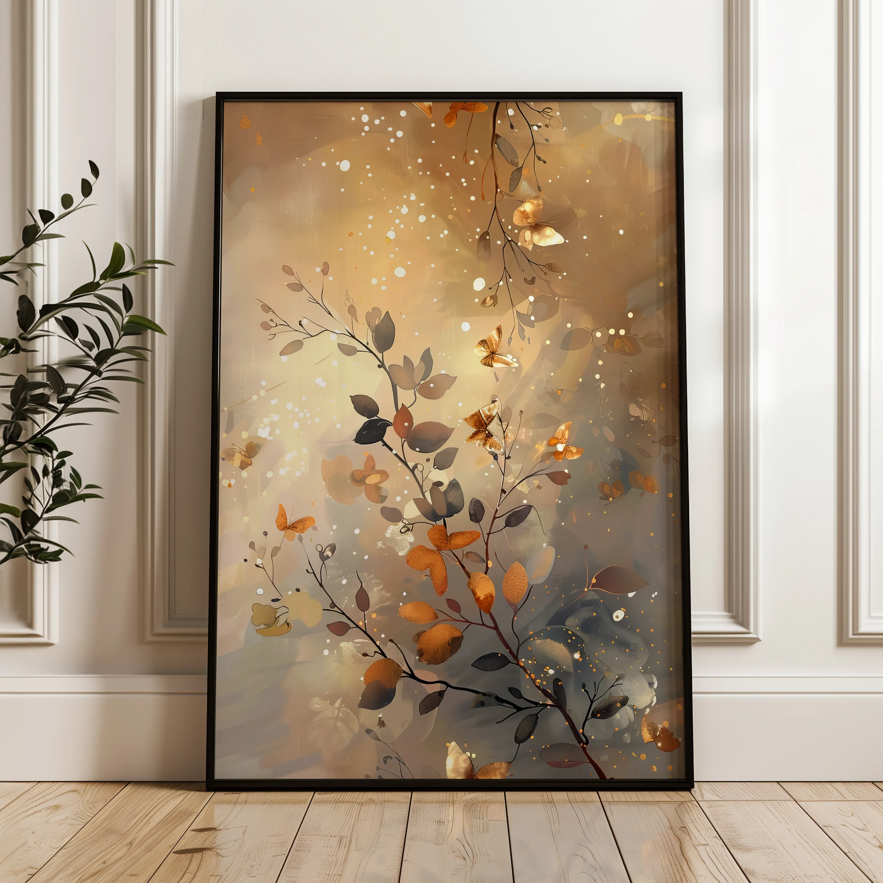 Floral 162 Canvas Art 18" x 24" / 45 x 60 cm / Black