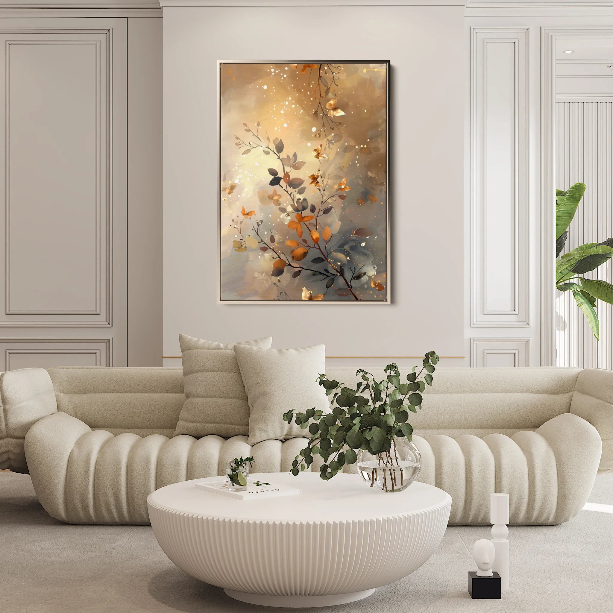 Floral 162 Canvas Art 18" x 24" / 45 x 60 cm / Black