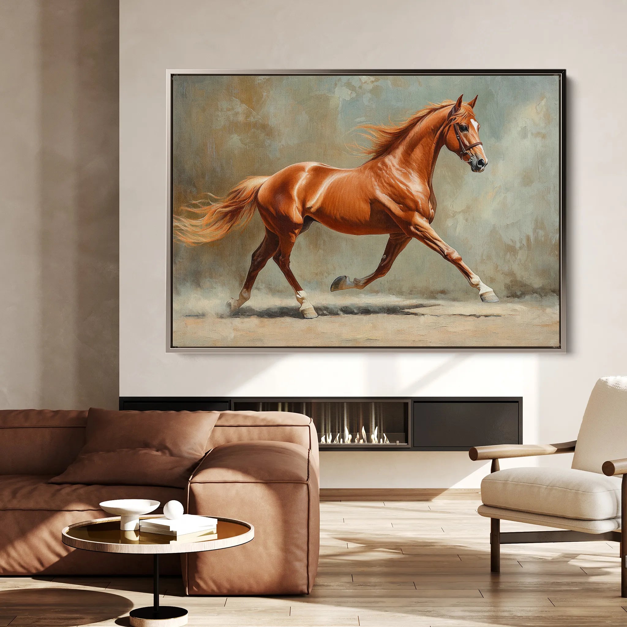 Horses 162 Canvas Art 18" x 24" / 45 x 60 cm / Black