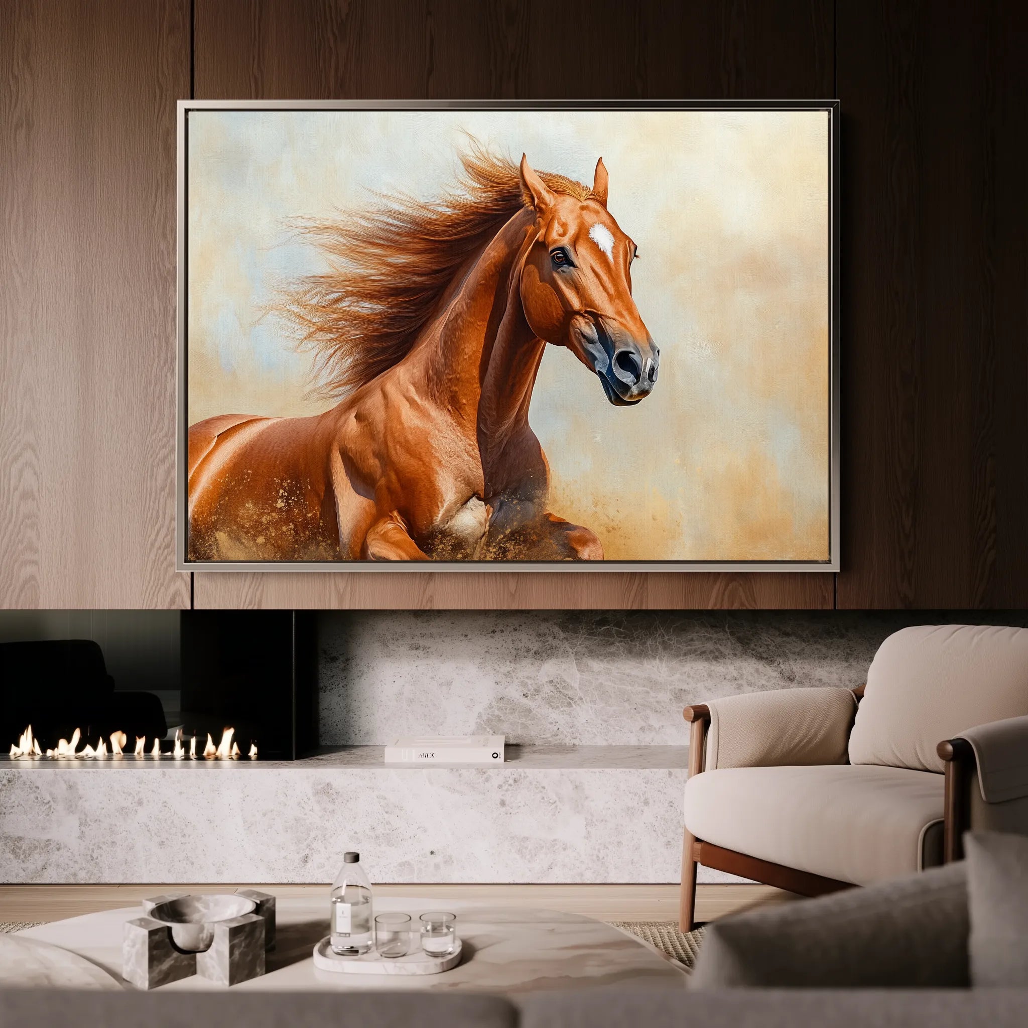 Horses 163 Canvas Art 18" x 24" / 45 x 60 cm / Black