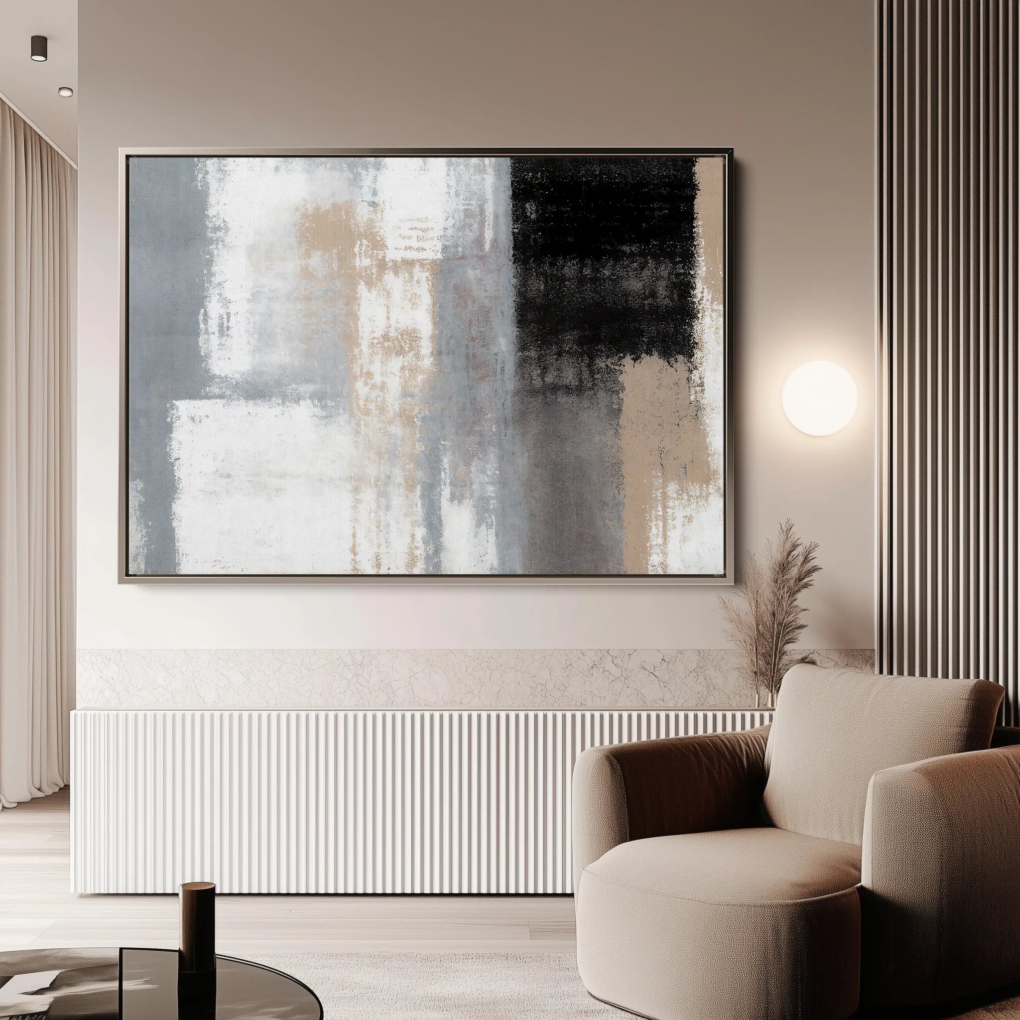 Abstract 164 Canvas Art 18" x 24" / 45 x 60 cm / Black