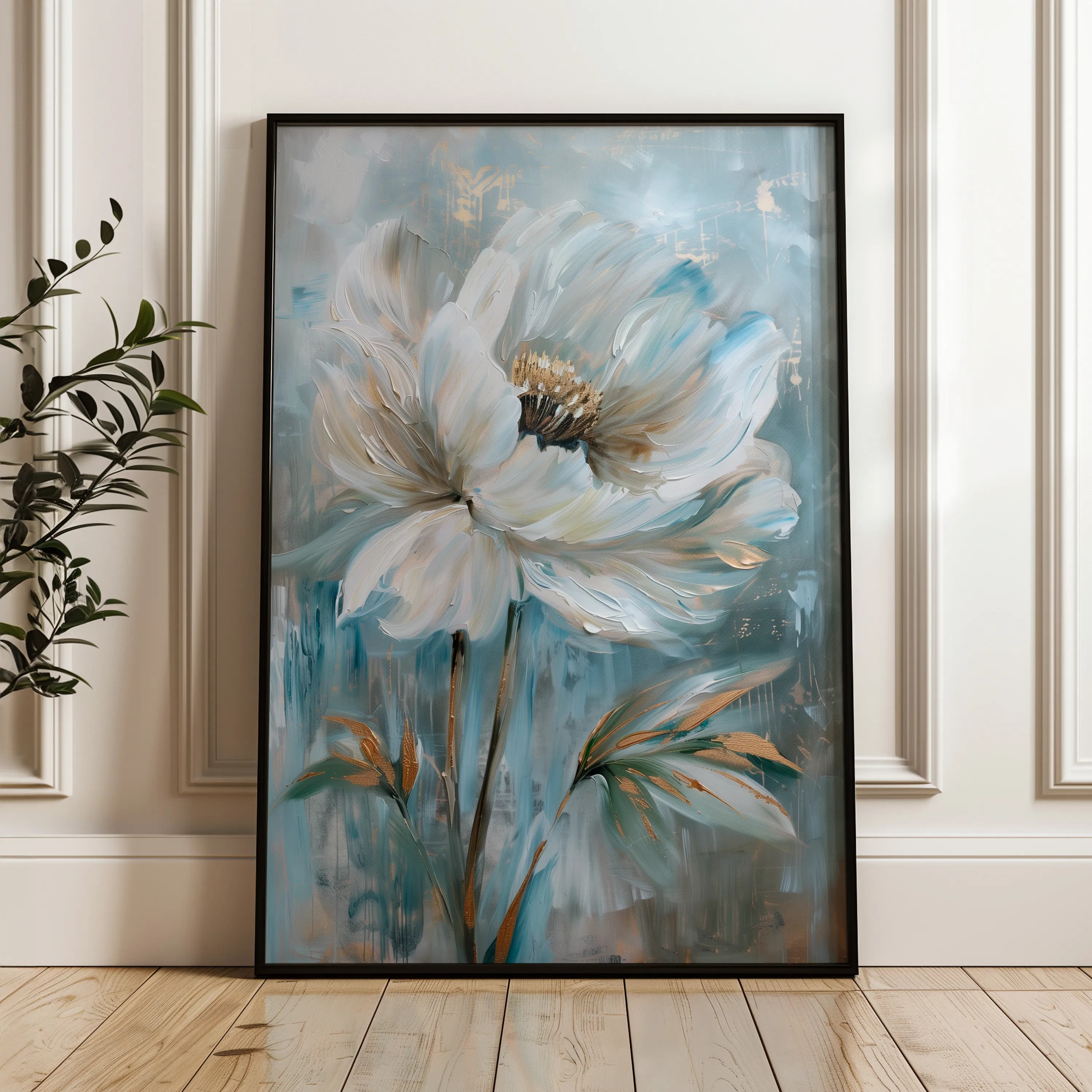 Floral 164 Canvas Art 18" x 24" / 45 x 60 cm / Black
