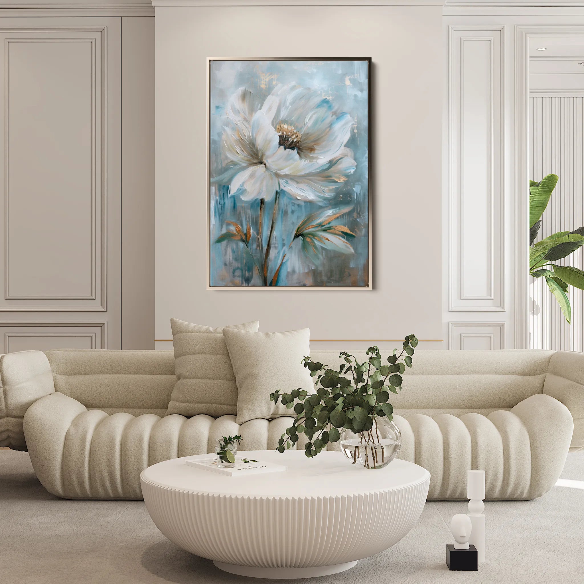 Floral 164 Canvas Art 18" x 24" / 45 x 60 cm / Black