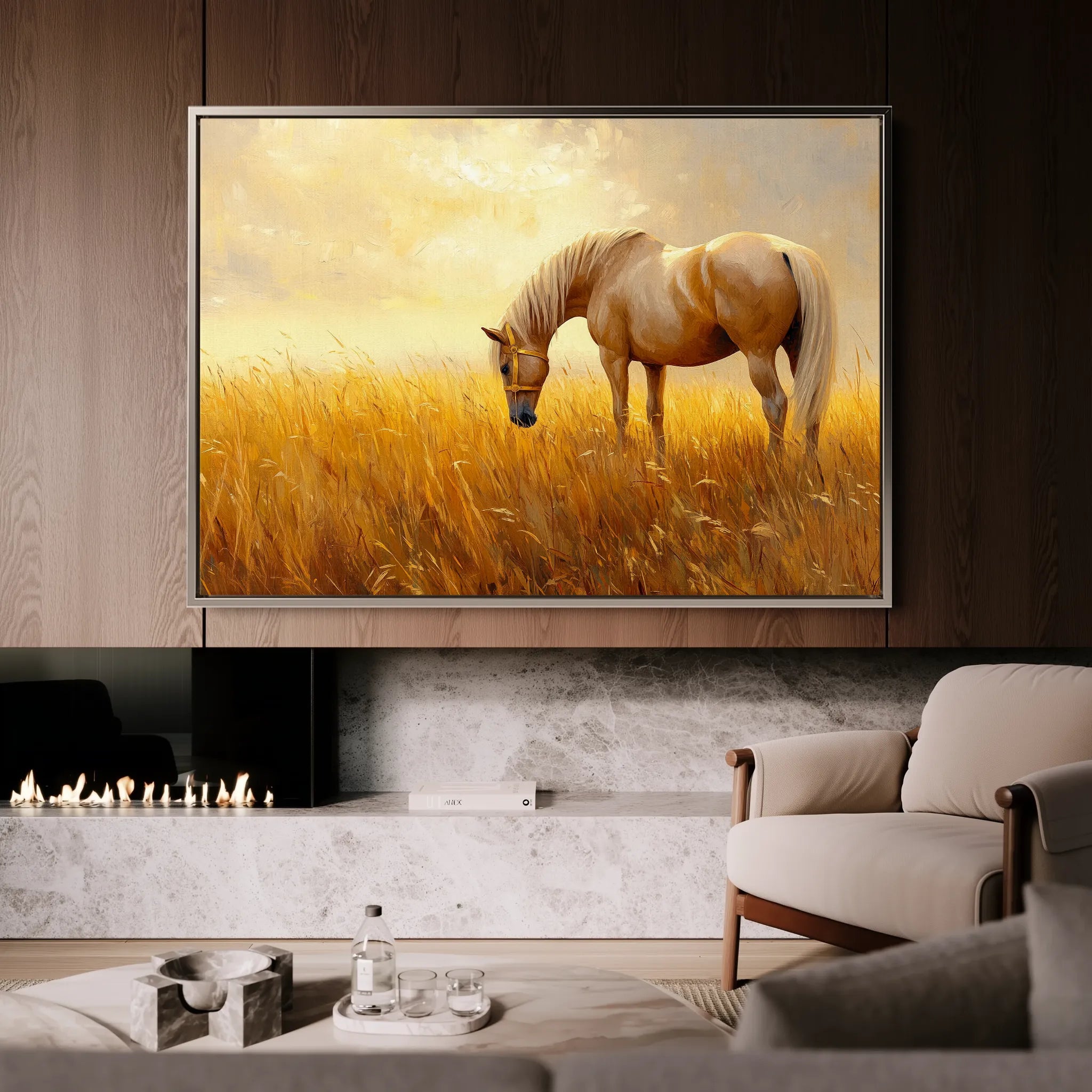 Horses 164 Canvas Art 18" x 24" / 45 x 60 cm / Black