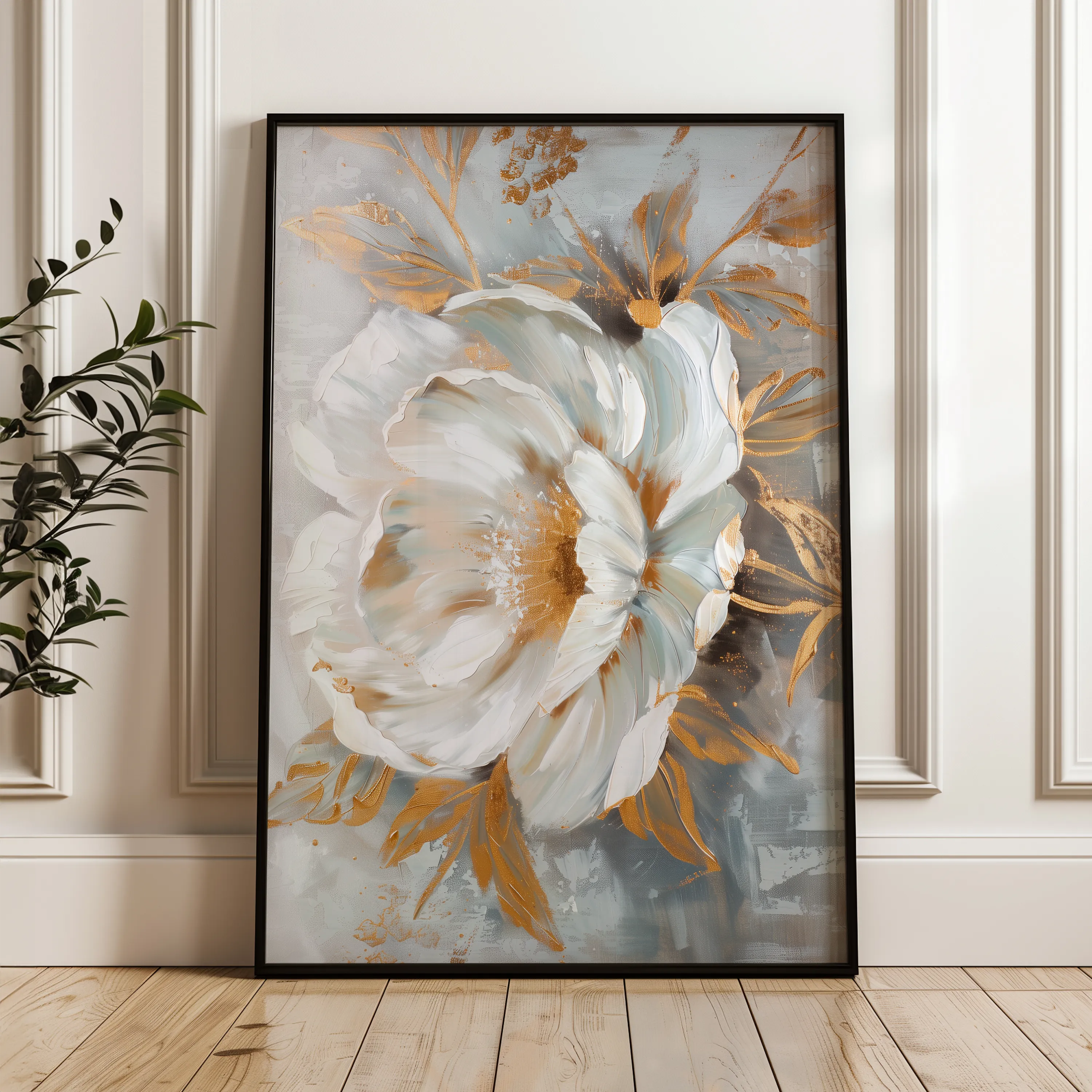 Floral 165 Canvas Art 18" x 24" / 45 x 60 cm / Black