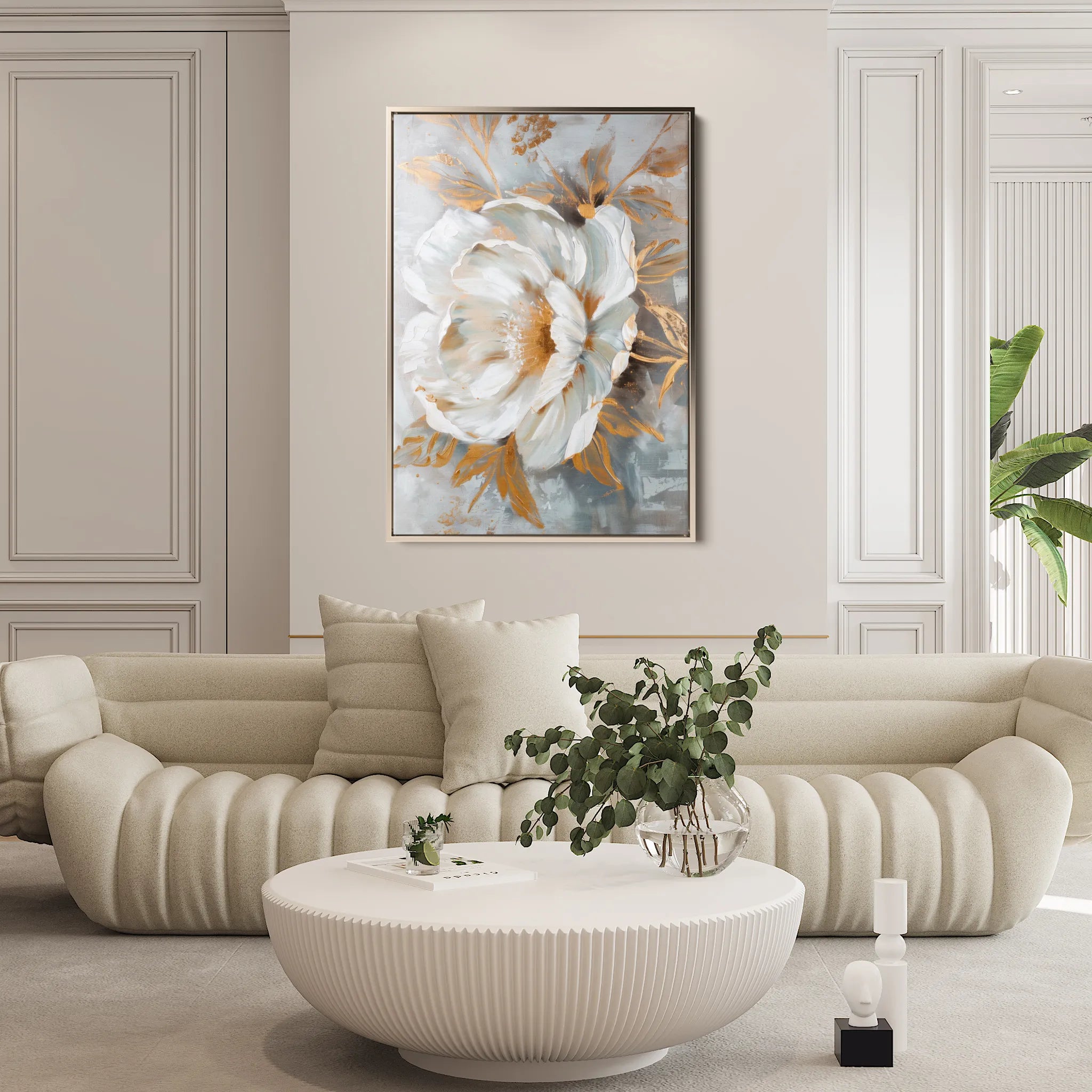 Floral 165 Canvas Art 18" x 24" / 45 x 60 cm / Black