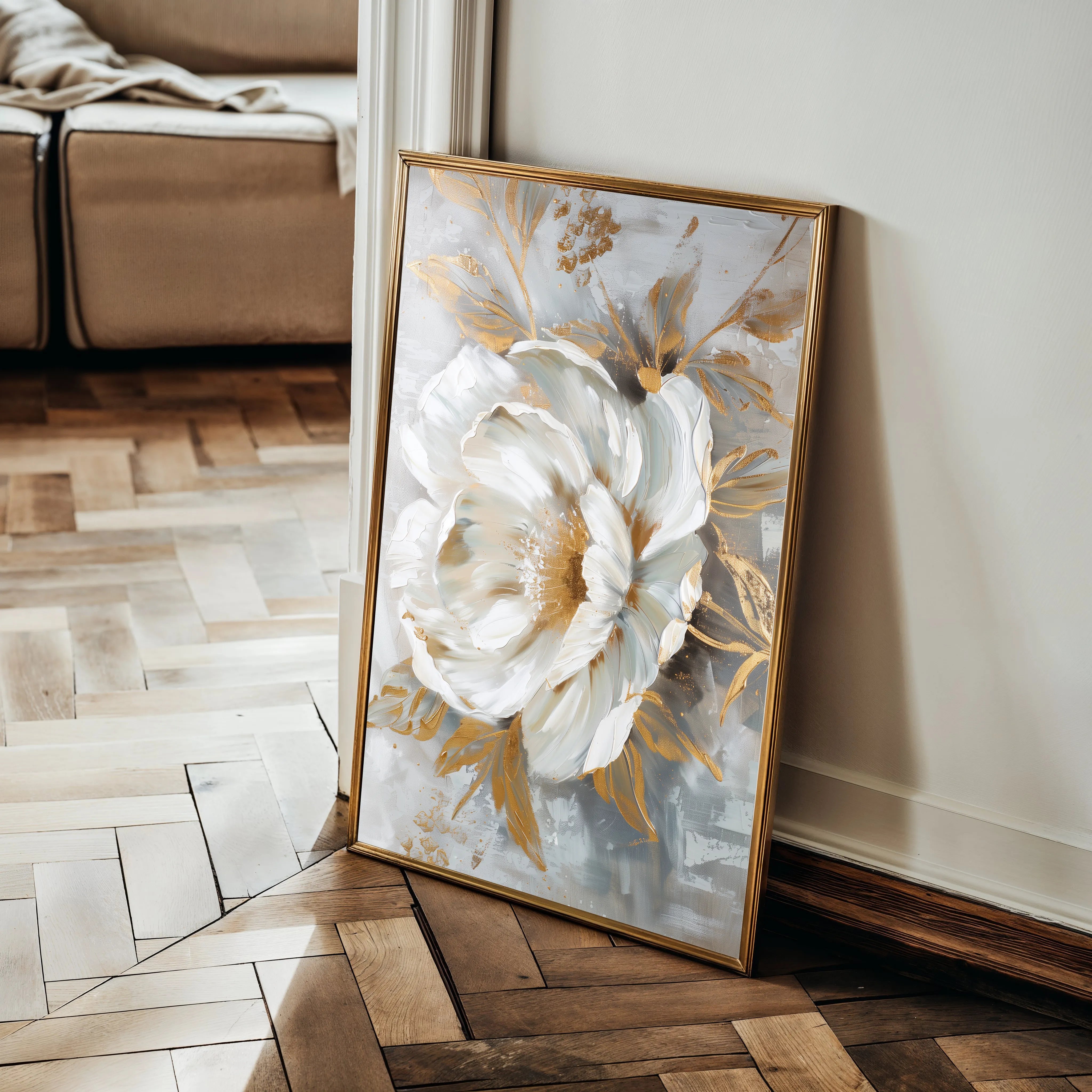 Floral 165 Canvas Art 18" x 24" / 45 x 60 cm / Black