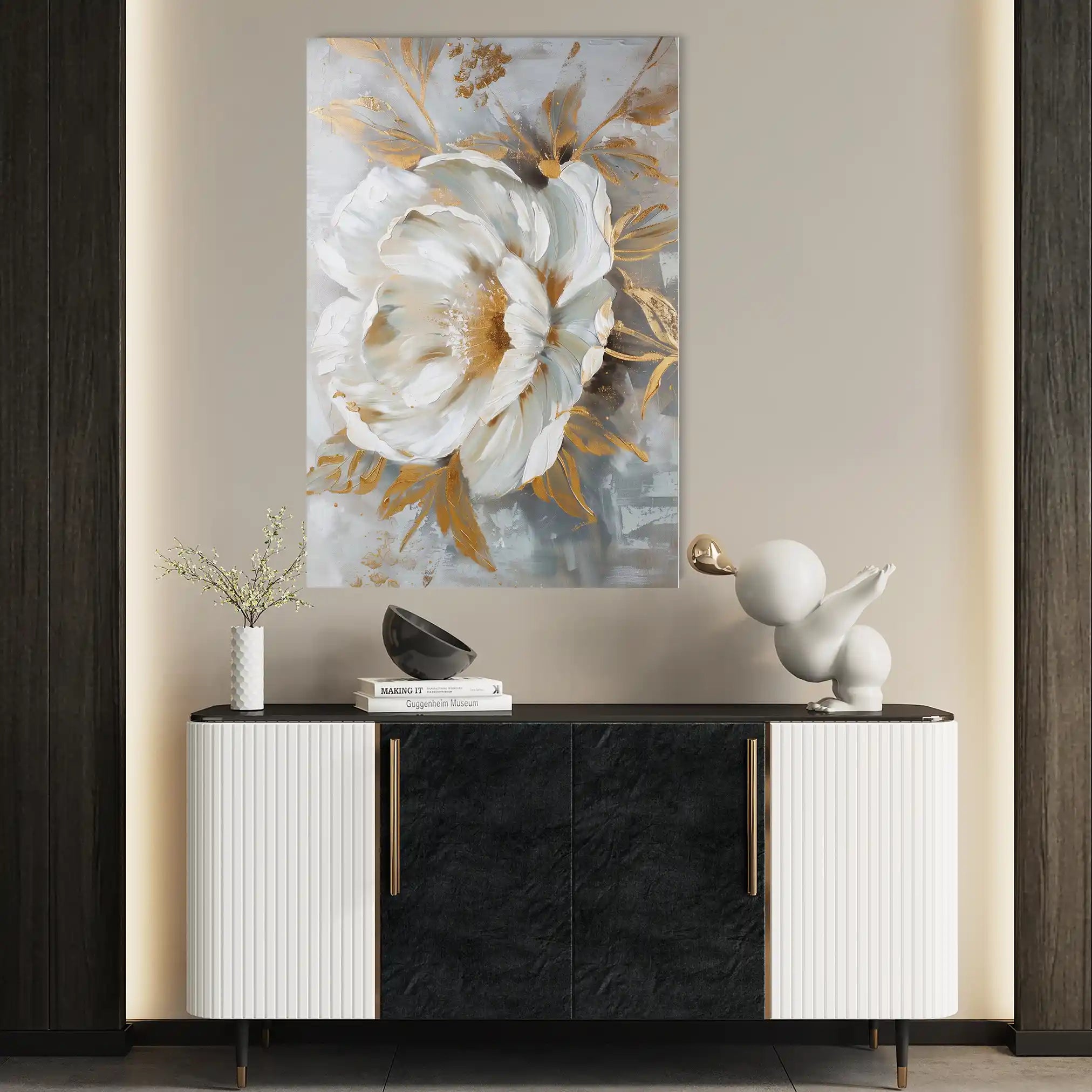 Floral 165 Canvas Art 60 x 40 cm / Black