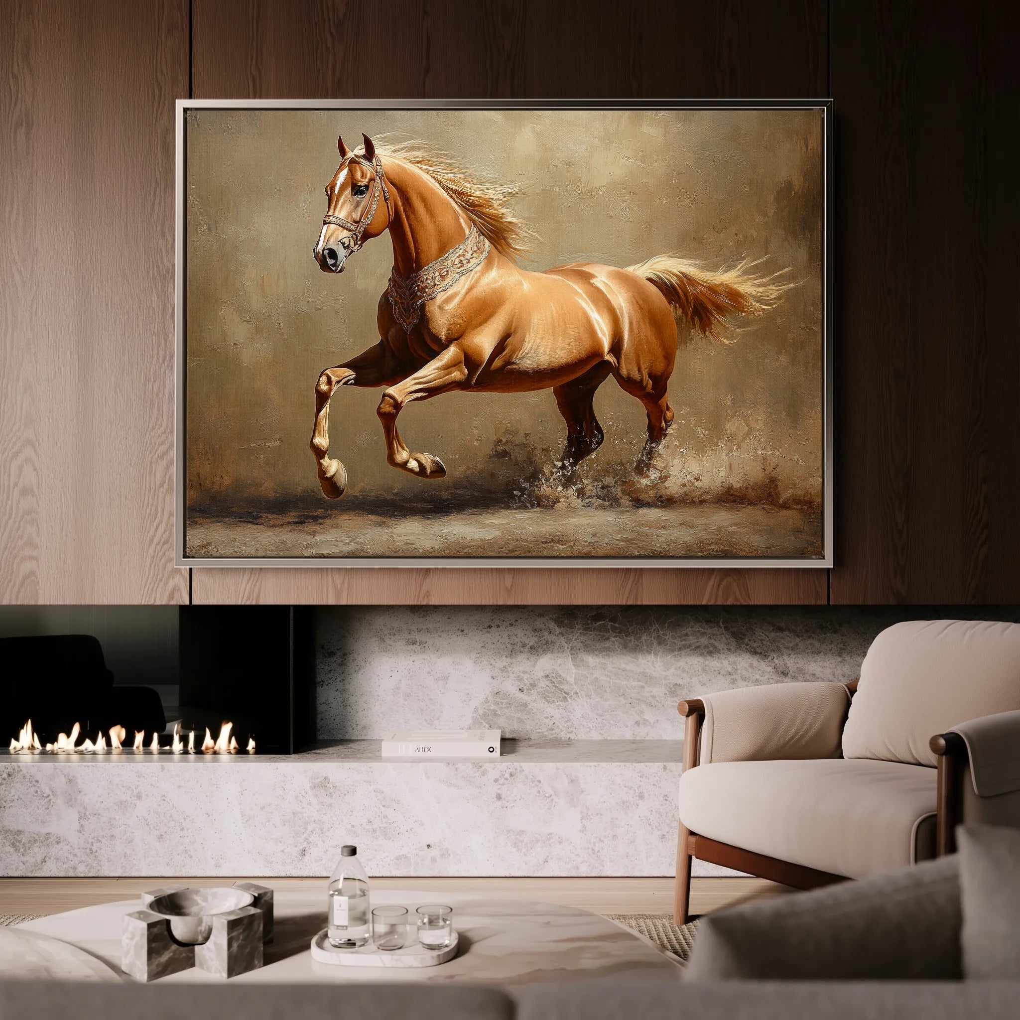 Horses 165 Canvas Art 18" x 24" / 45 x 60 cm / Black