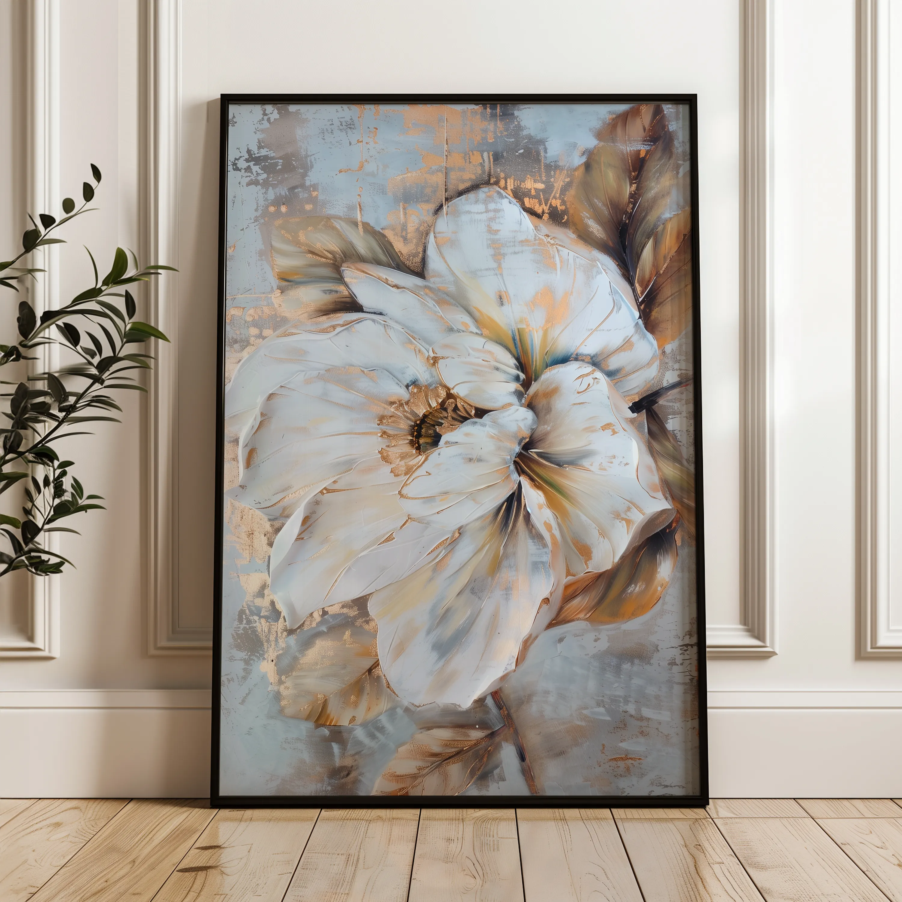 Floral 166 Canvas Art 18" x 24" / 45 x 60 cm / Black