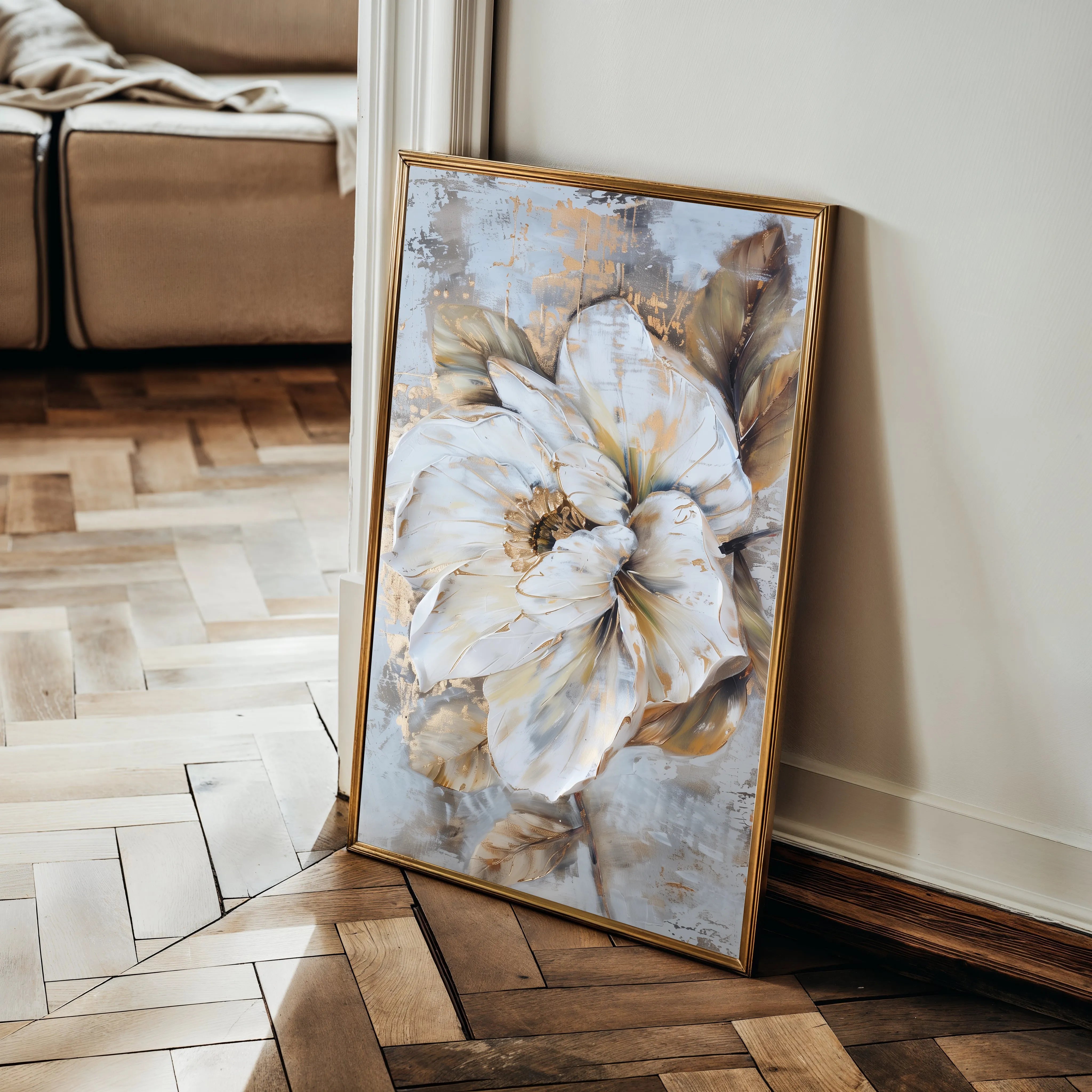Floral 166 Canvas Art 18" x 24" / 45 x 60 cm / Black