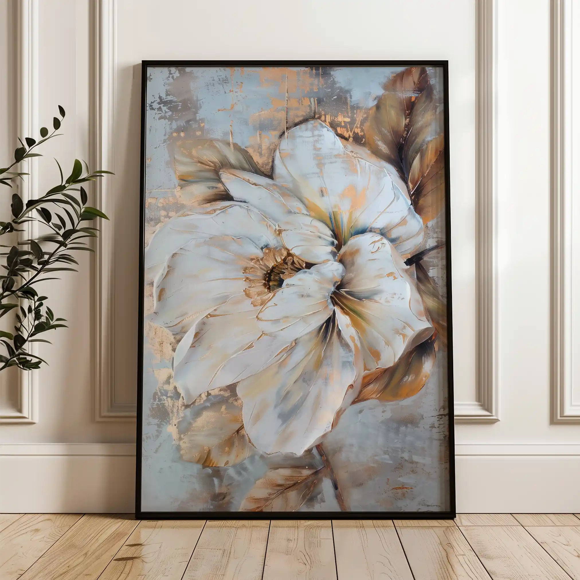 Floral 166 Canvas Art 60 x 40 cm / Black