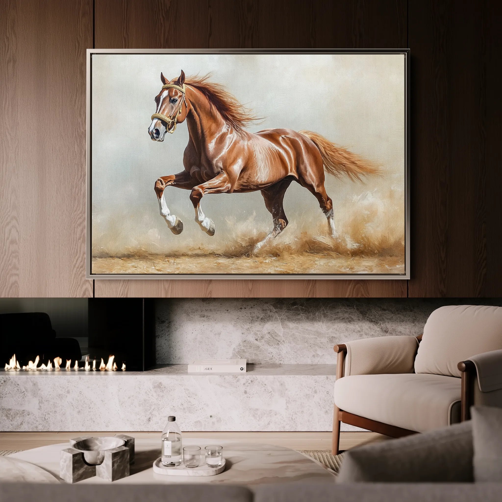 Horses 166 Canvas Art 18" x 24" / 45 x 60 cm / Black