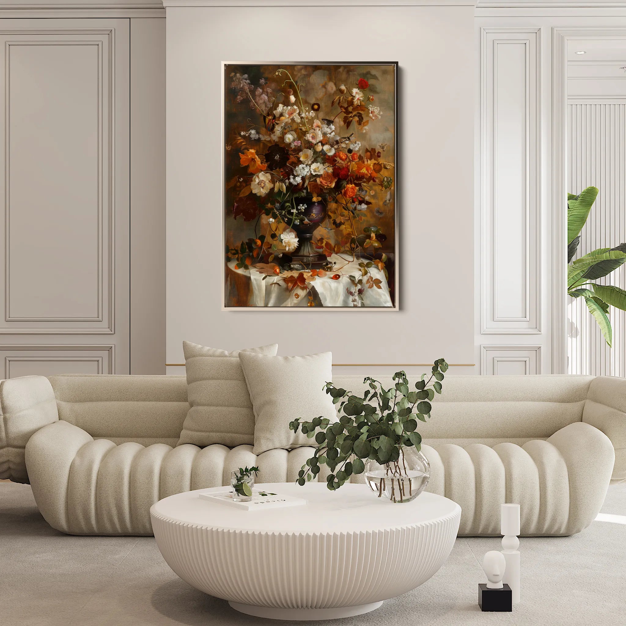 Floral 167 Canvas Art 18" x 24" / 45 x 60 cm / Black