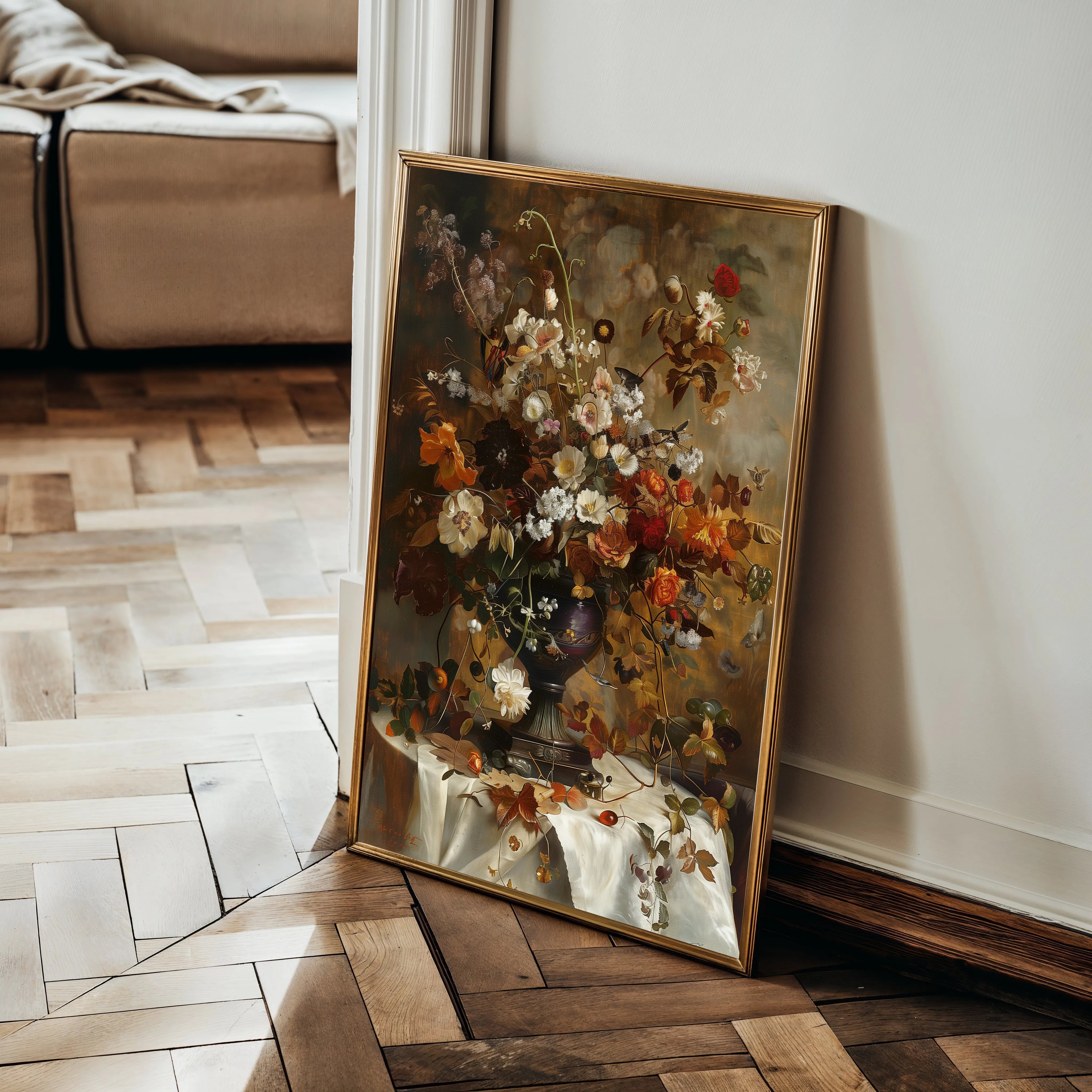 Floral 167 Canvas Art 18" x 24" / 45 x 60 cm / Black